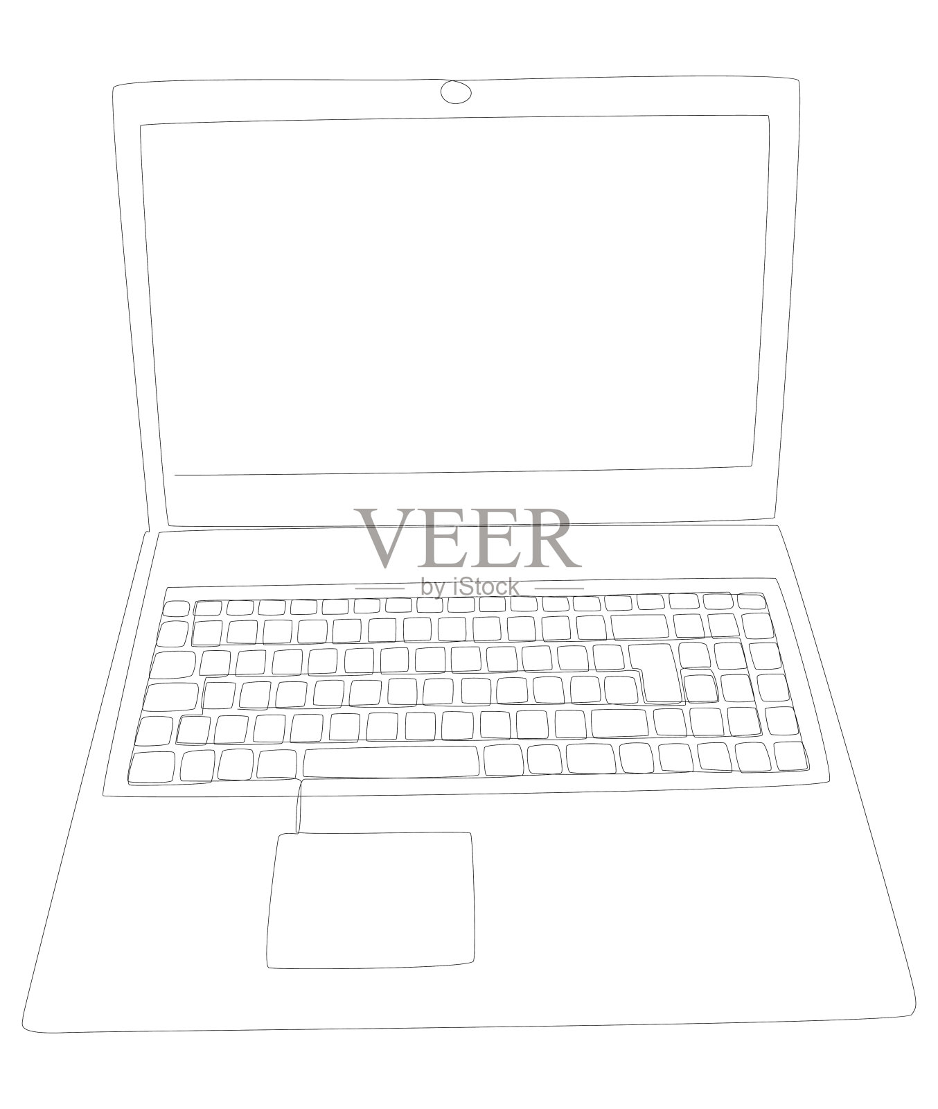 一个连续的笔记本电脑行。细线插图矢量概念。轮廓图创意。插画图片素材