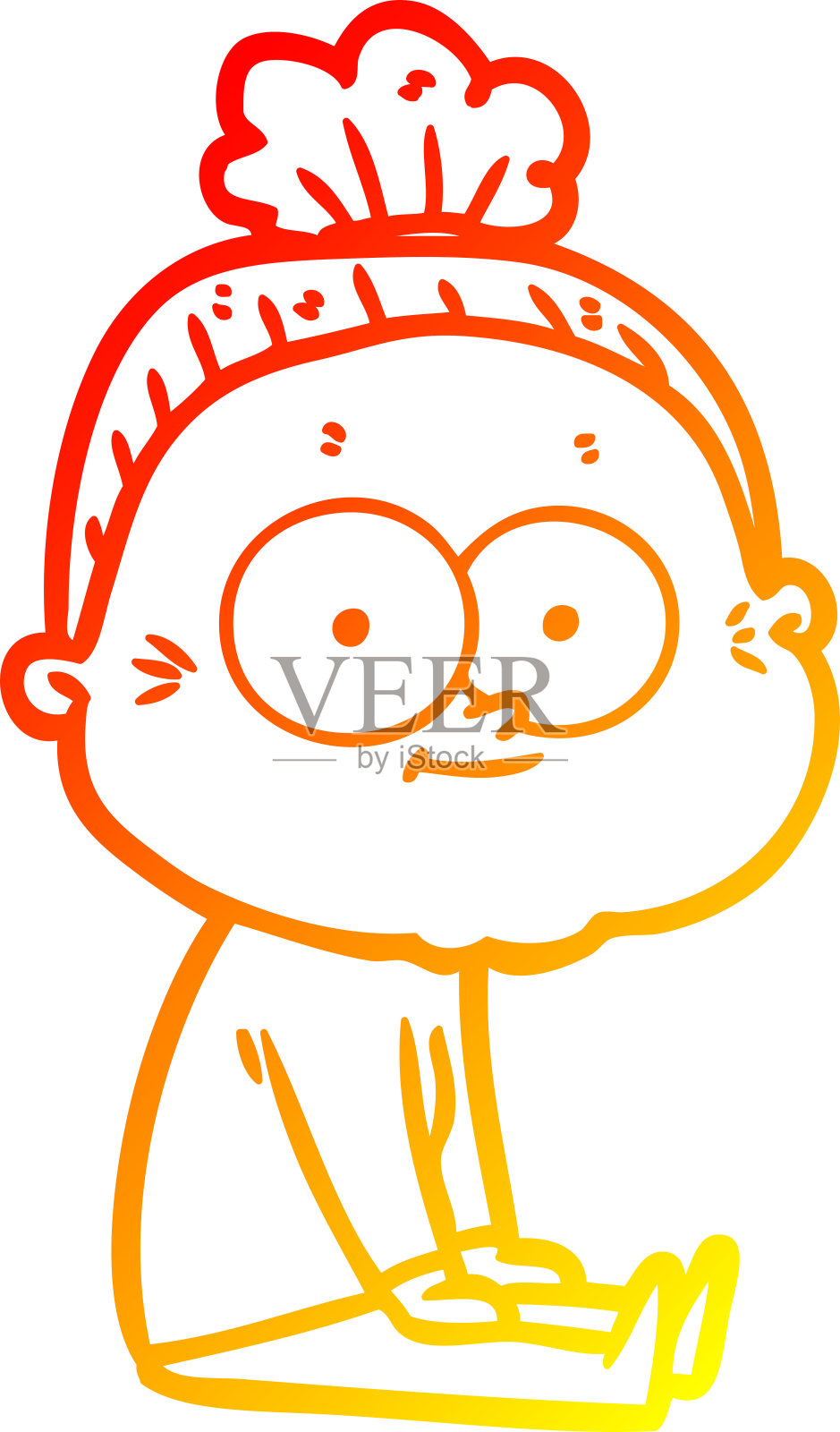 温暖的渐变线条画一个卡通快乐的老妇人插画图片素材