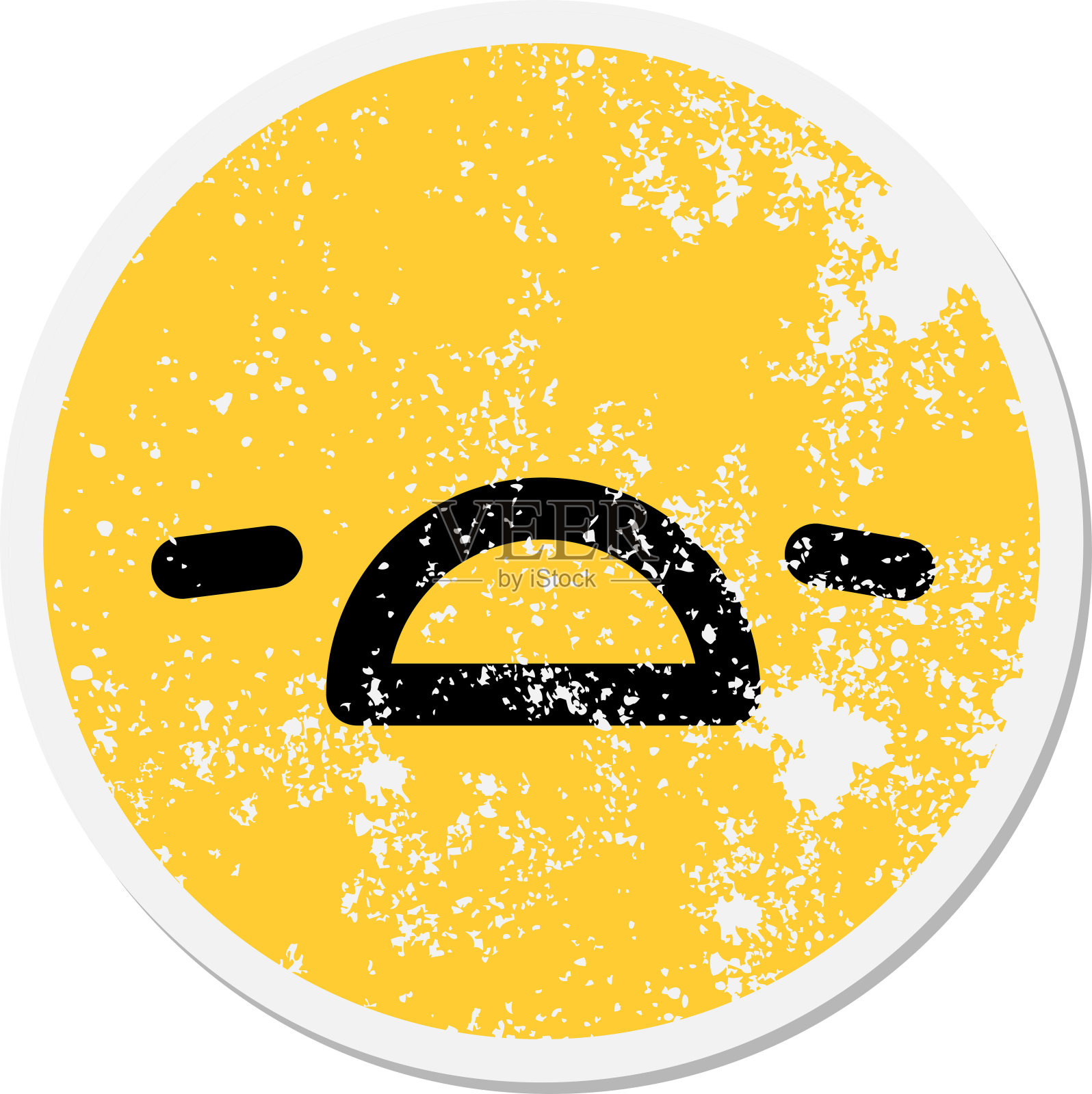 不开心脸圆形贴纸插画图片素材