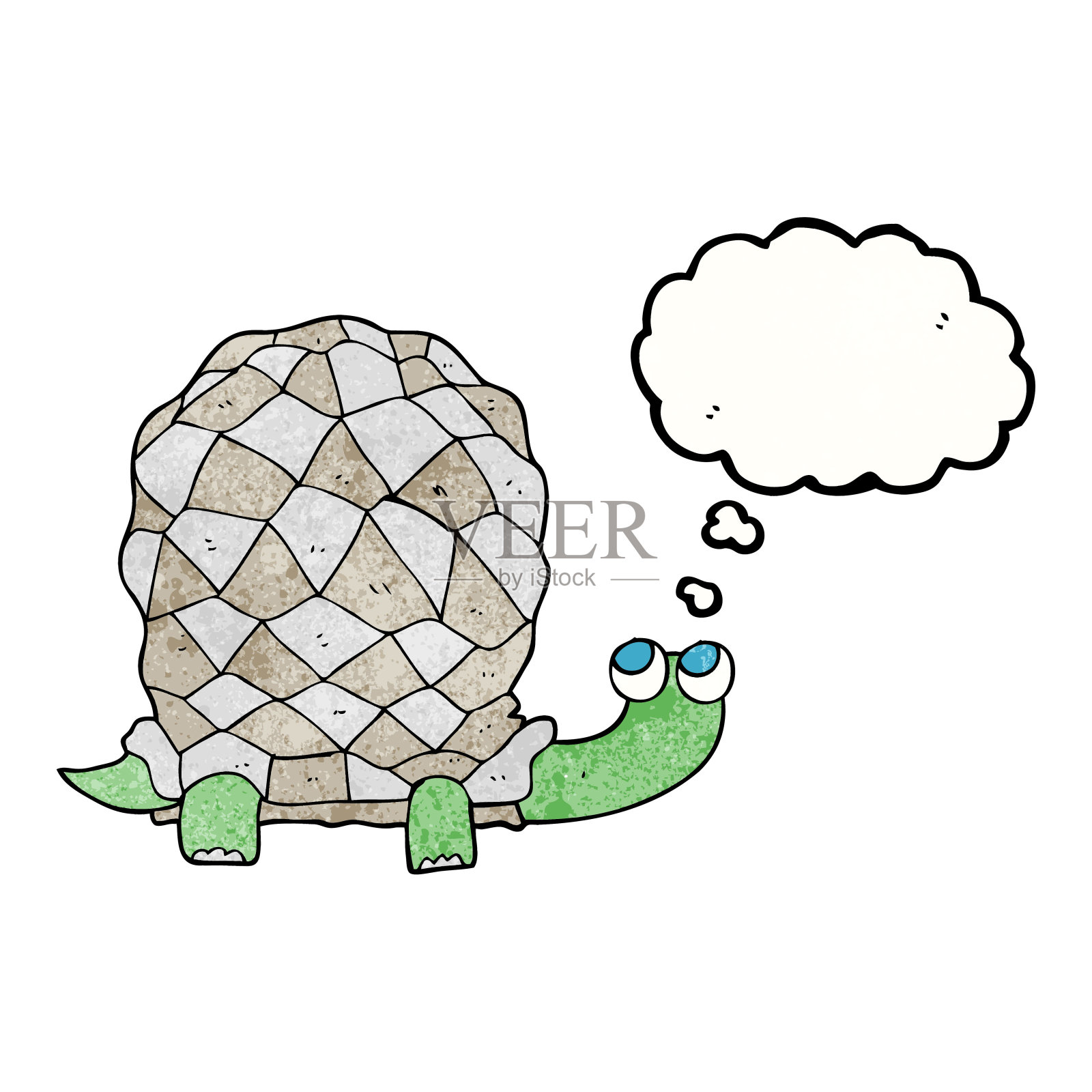 手绘思想泡泡纹理卡通乌龟插画图片素材
