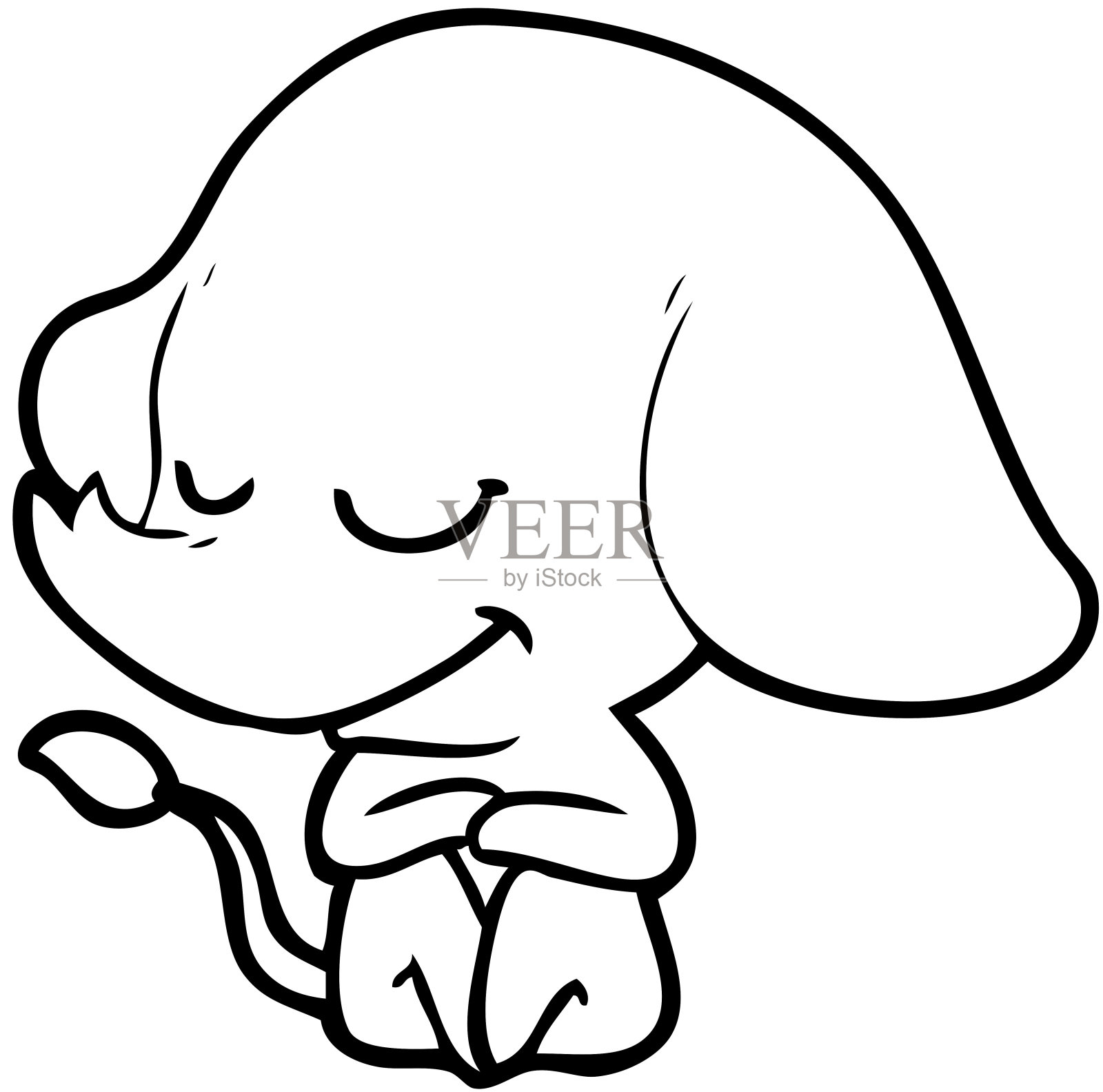 卡通微笑大象插画图片素材