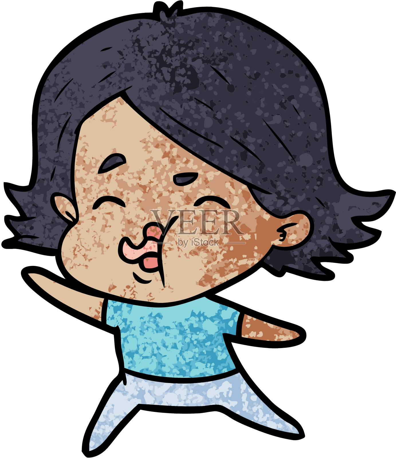 卡通女孩拉脸插画图片素材