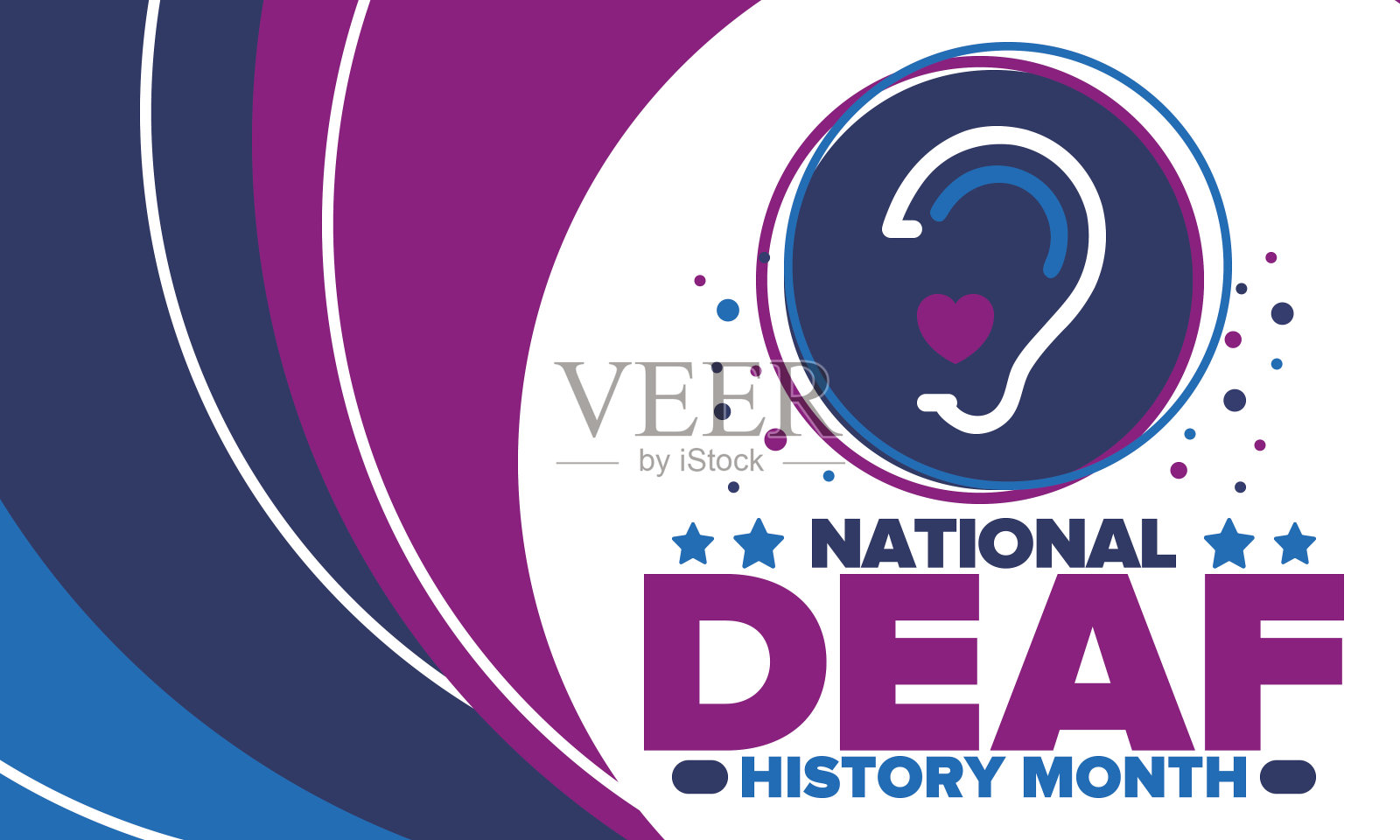 全国聋人历史月。在美国从三月到四月庆祝。为了纪念聋人和重听人士的成就。海报，明信片，横幅。矢量图插画图片素材