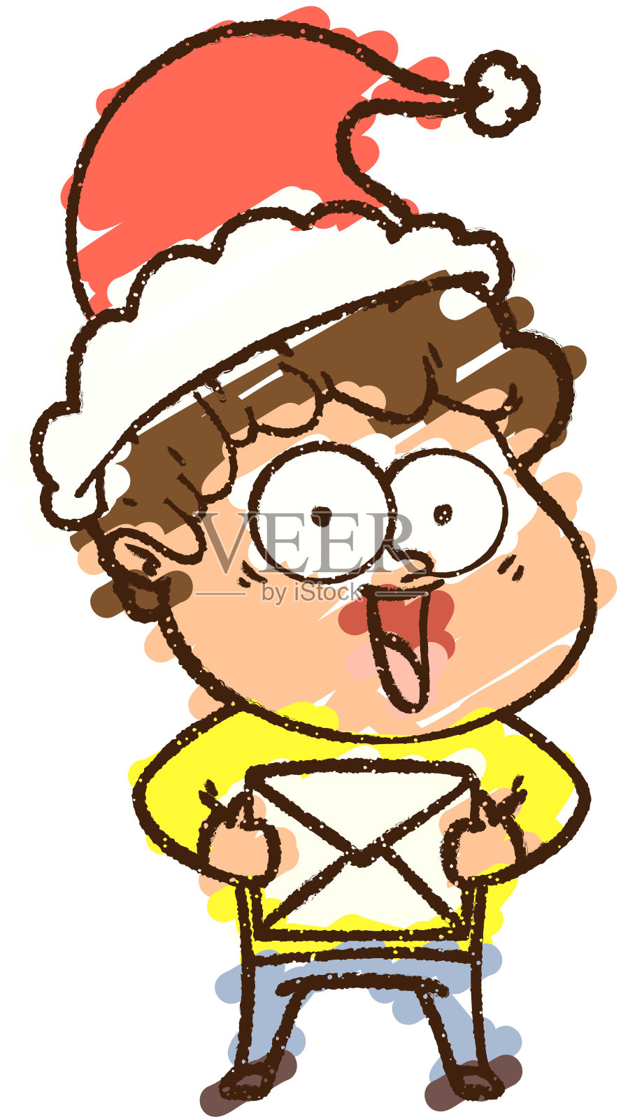 圣诞老人粉笔画设计元素图片