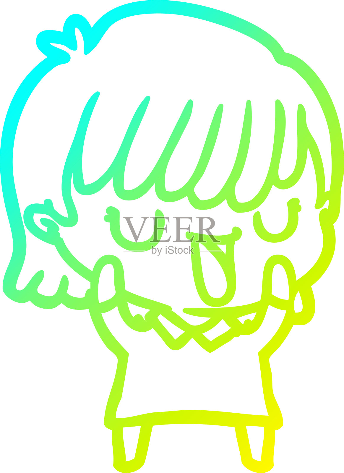 冷梯度线画一个卡通女人插画图片素材