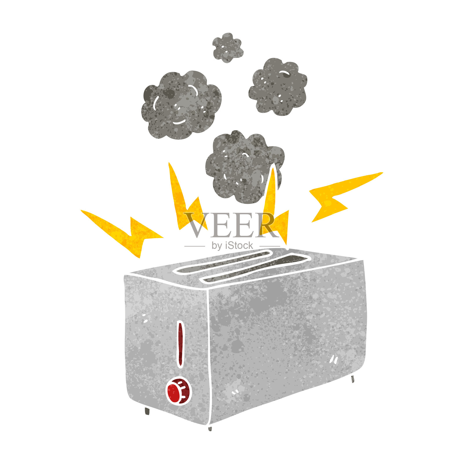 徒手复古卡通错误的烤面包机插画图片素材