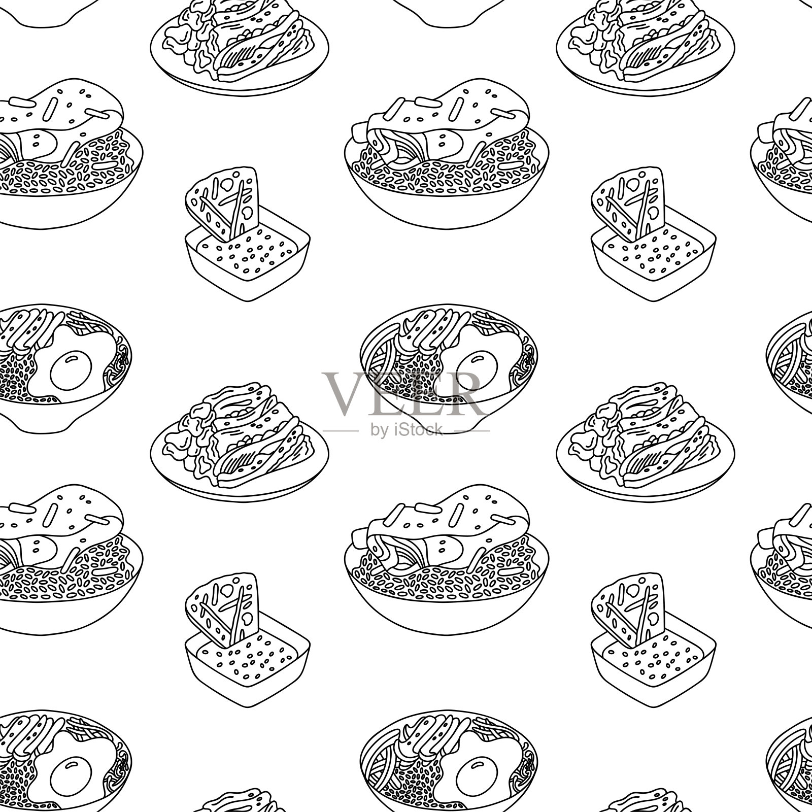 韩国料理模式天衣无缝。插画图片素材