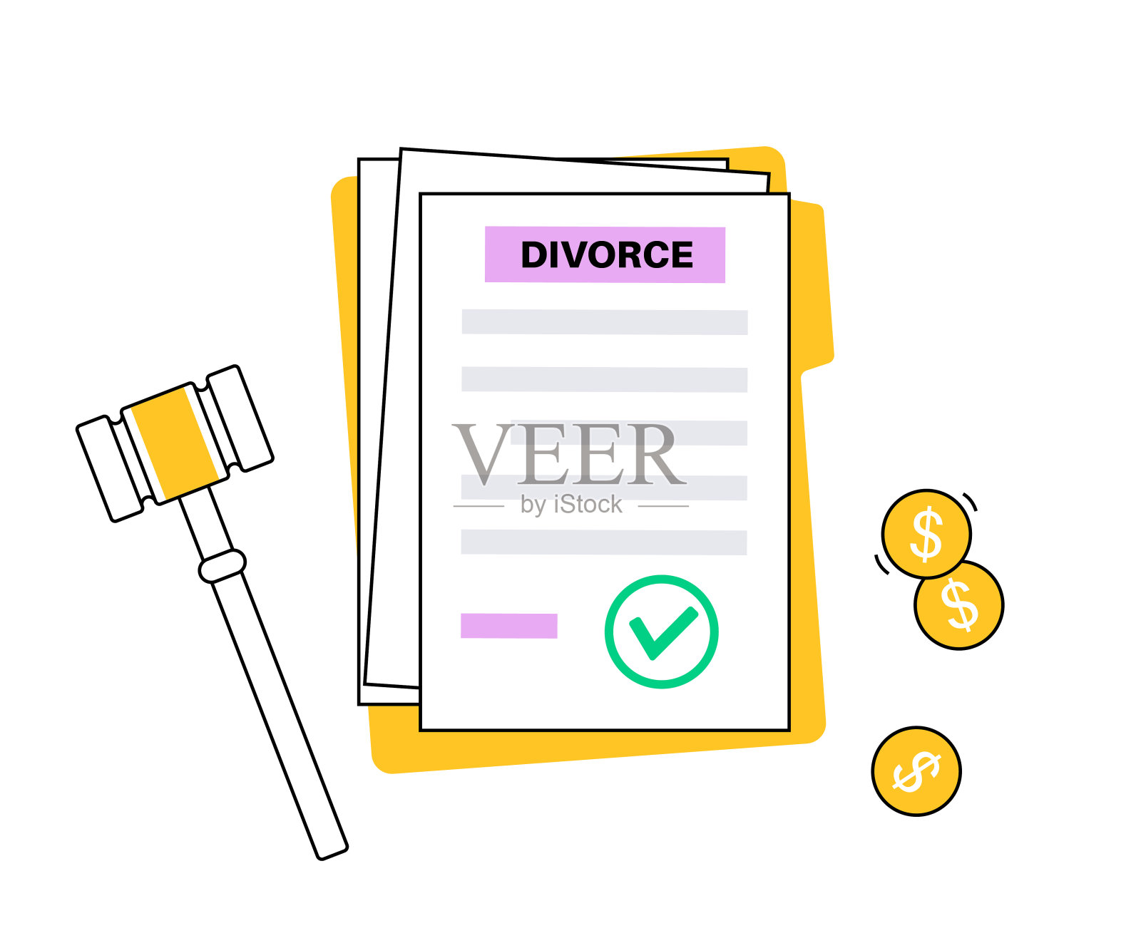 法定离婚程序插画图片素材