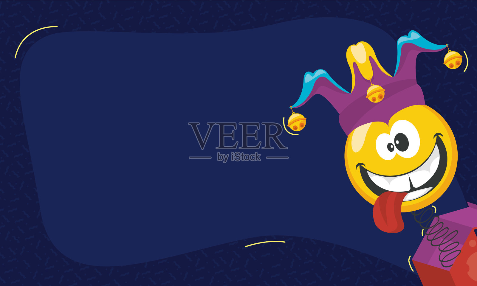 带小丑表情的惊喜盒子插画图片素材