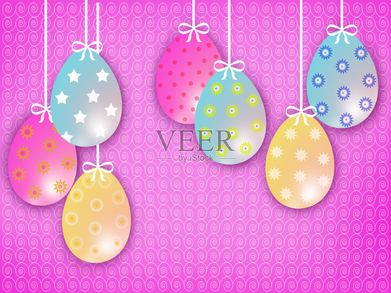 灰色背景上的五彩彩蛋。插画图片素材