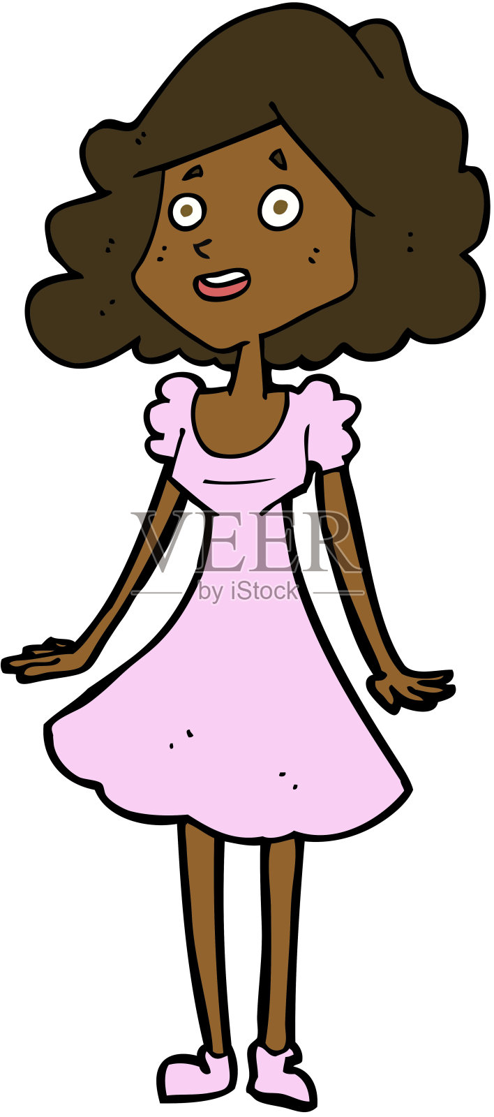 穿着衣服的卡通快乐女人插画图片素材