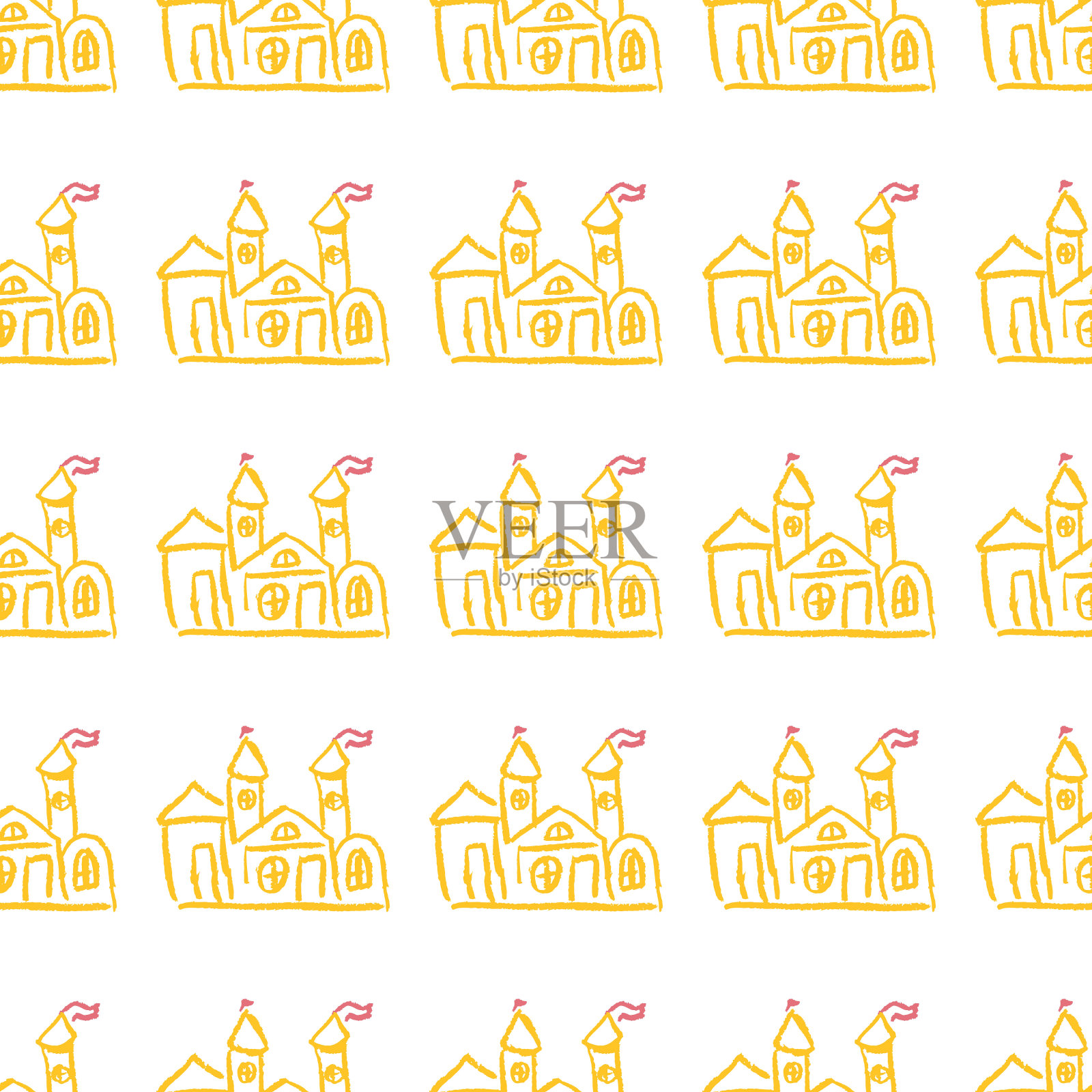 无缝模式。孩子们用蜡笔画画插画图片素材