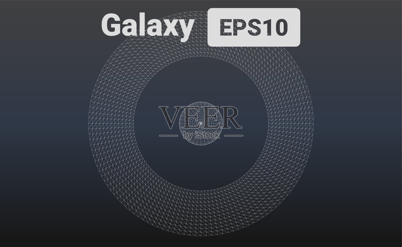 一个螺旋星系的矢量插图表示为线框网格插画图片素材