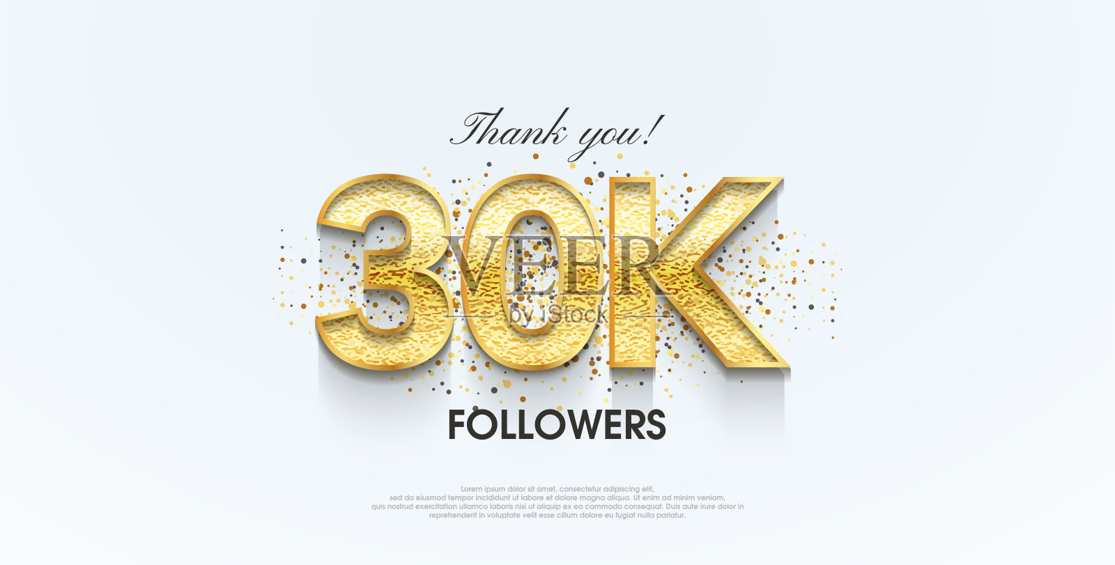 感谢3万粉丝，为社交媒体发布的海报横幅庆祝。插画图片素材