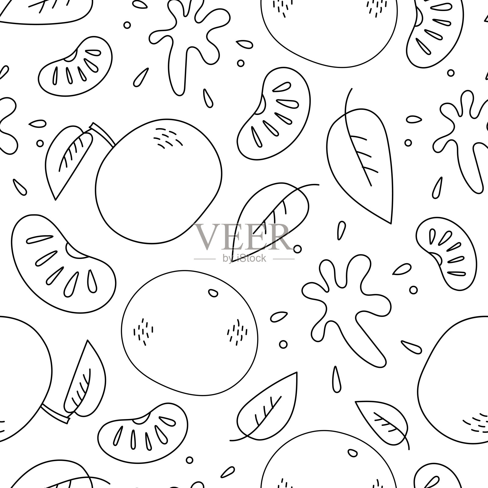 橘味涂鸦无缝图案插画图片素材