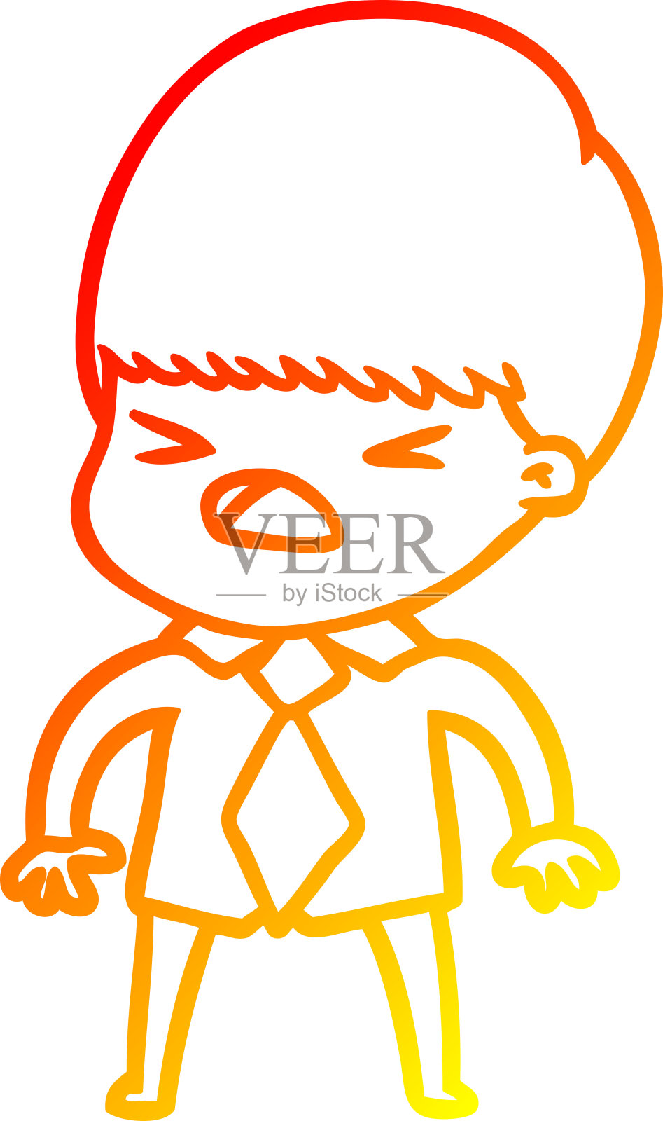 卡通压力男士暖色渐变线条画插画图片素材