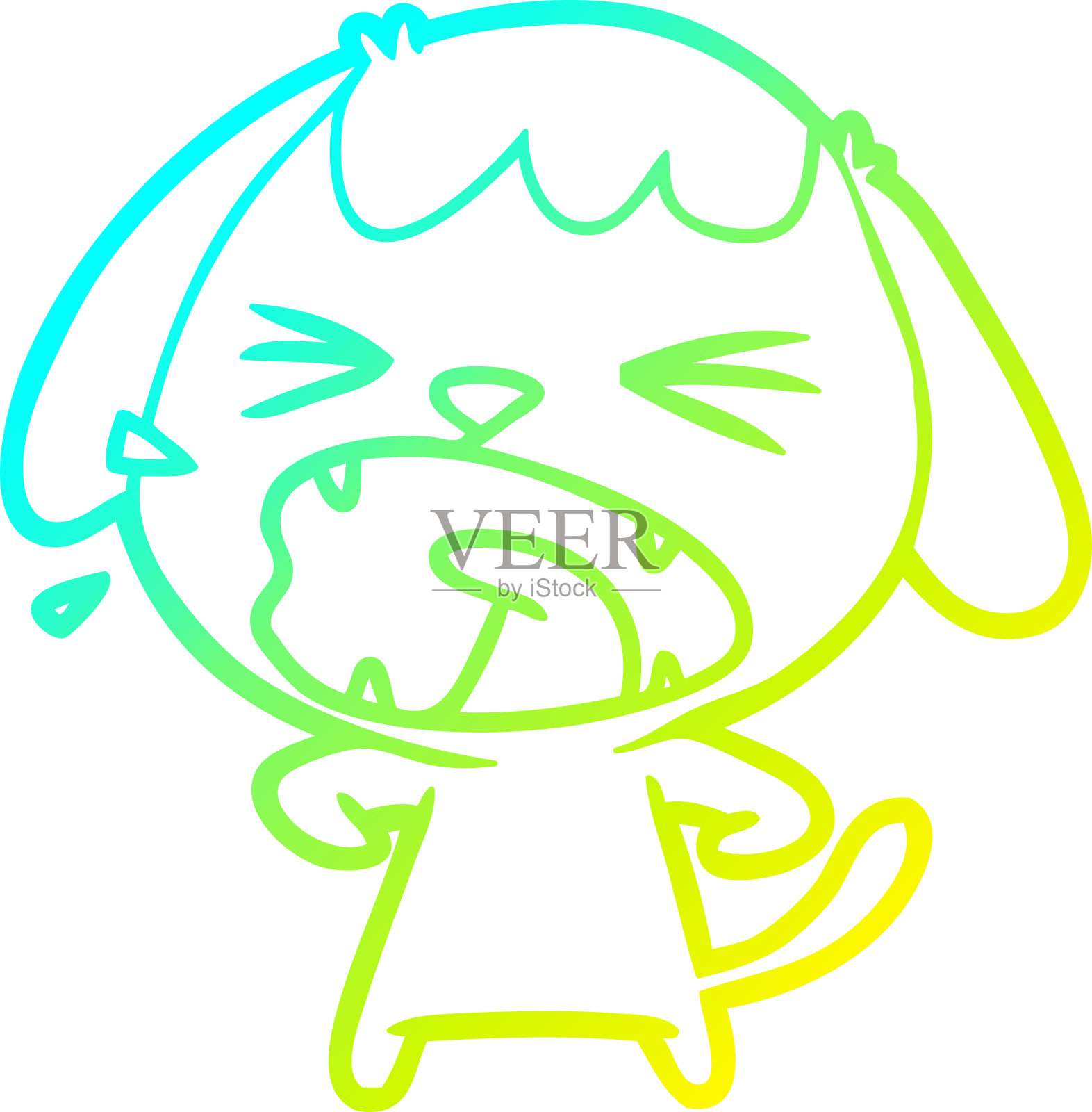 冷梯度线画一个可爱的卡通狗设计元素图片