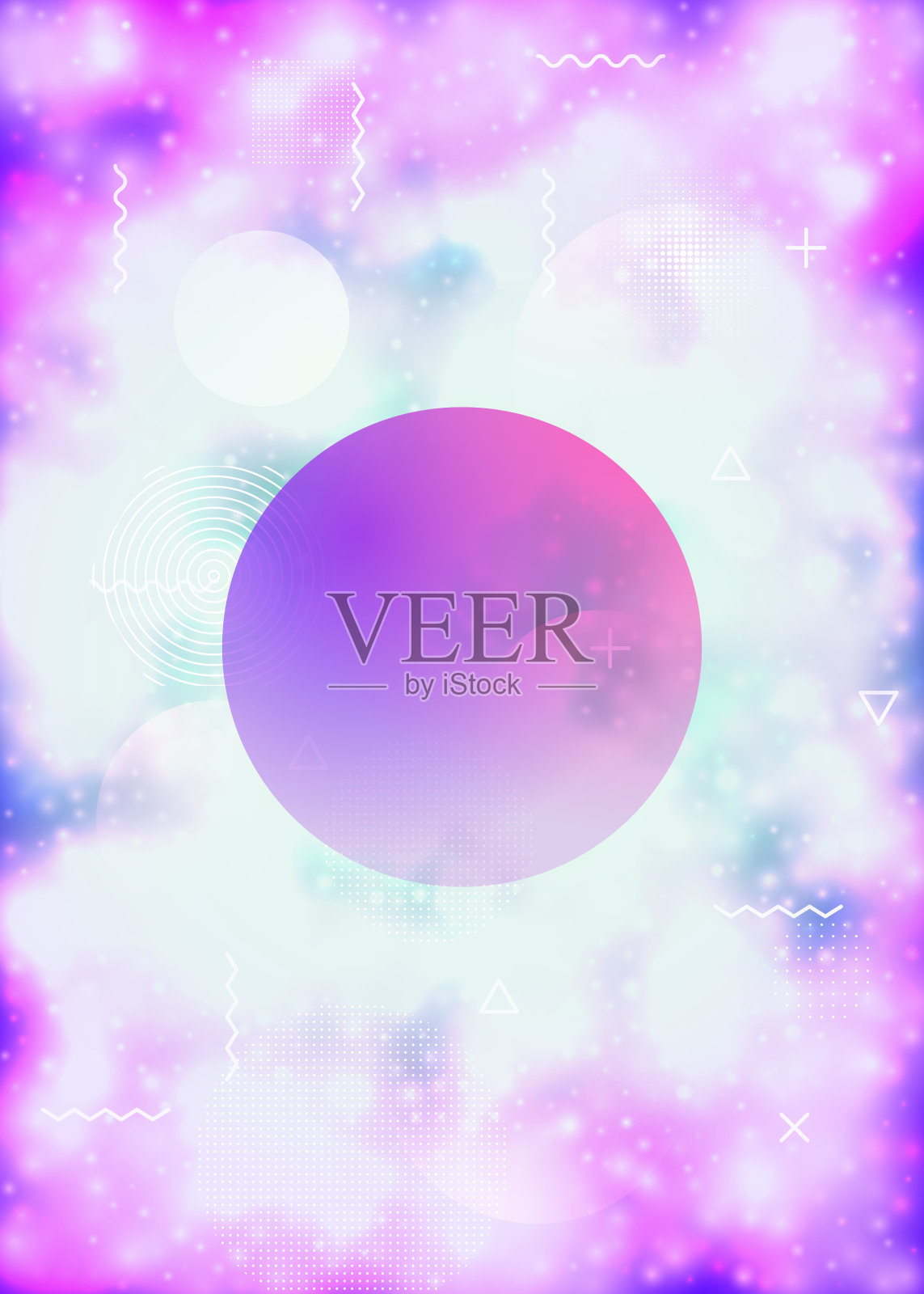 全息图纹理。紫色圆形演示。时尚点。最小的模式。复古的向量。液体的背景。闪亮的未来元素。夏天的飞鸟。紫罗兰全息图纹理插画图片素材