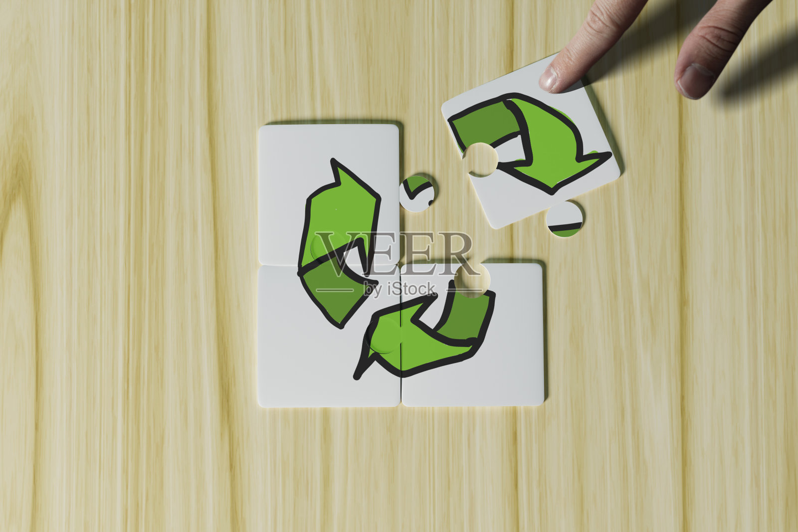 谜题与箭头图标，回收。照片摄影图片