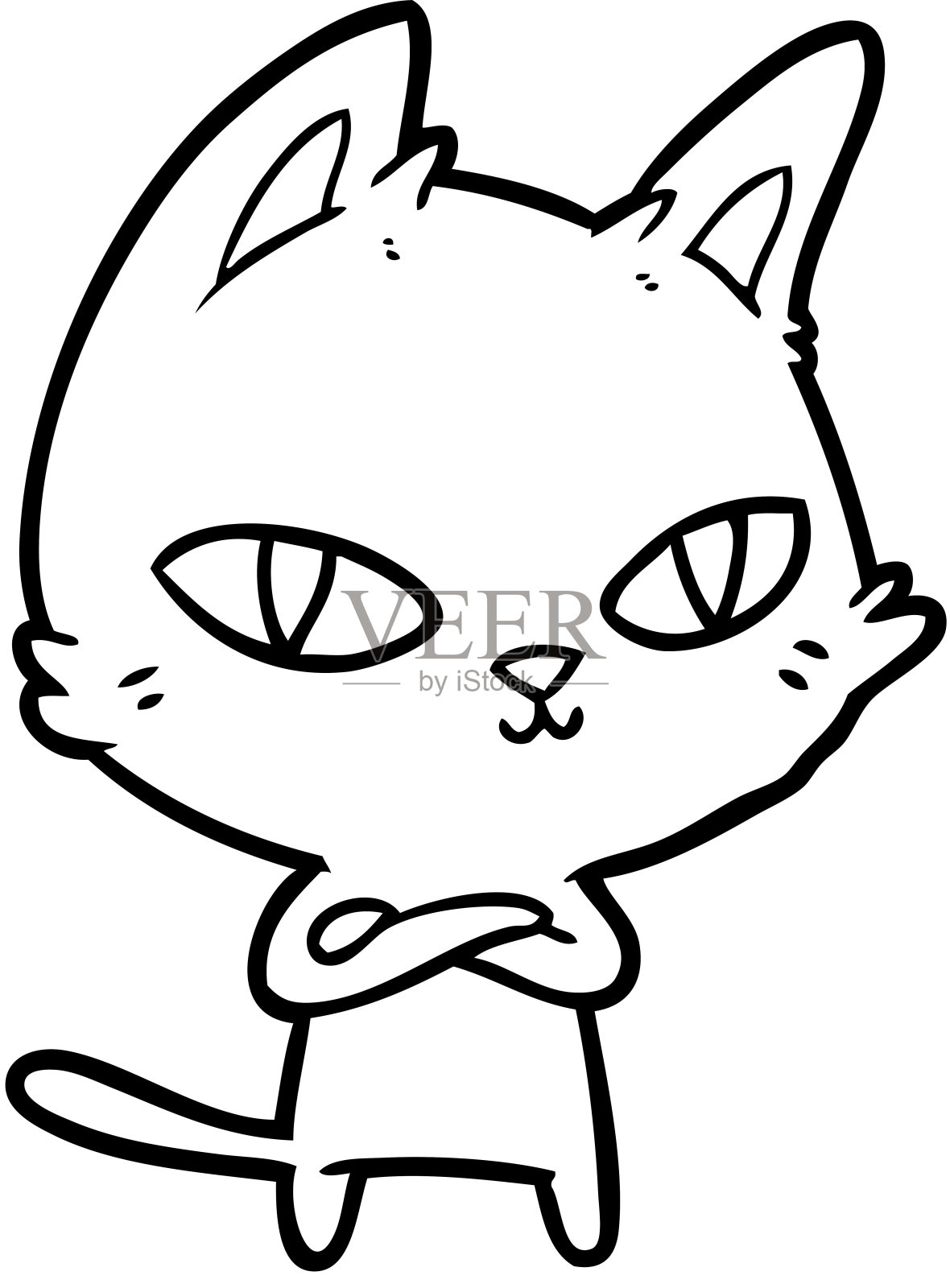 卡通猫凝视插画图片素材