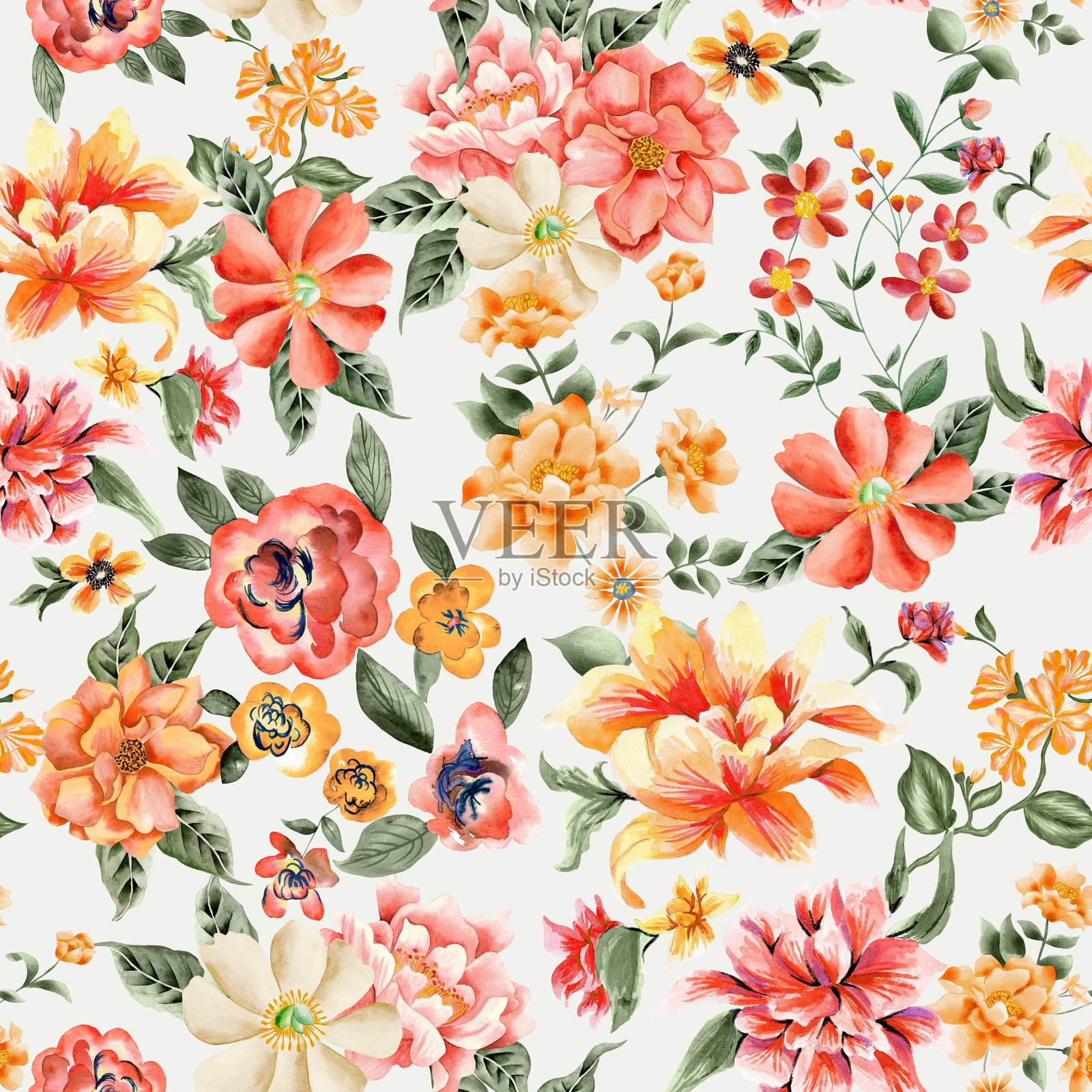 水彩花图案插画图片素材