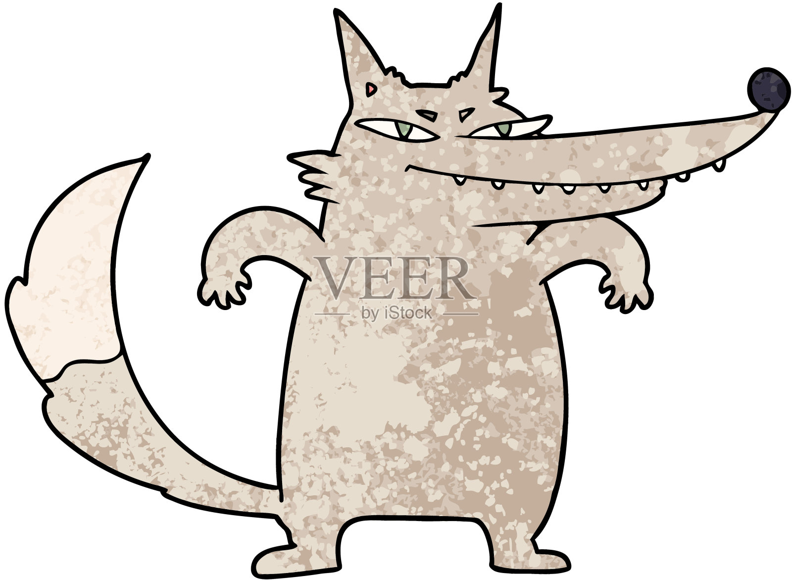 狡猾的卡通狼插画图片素材