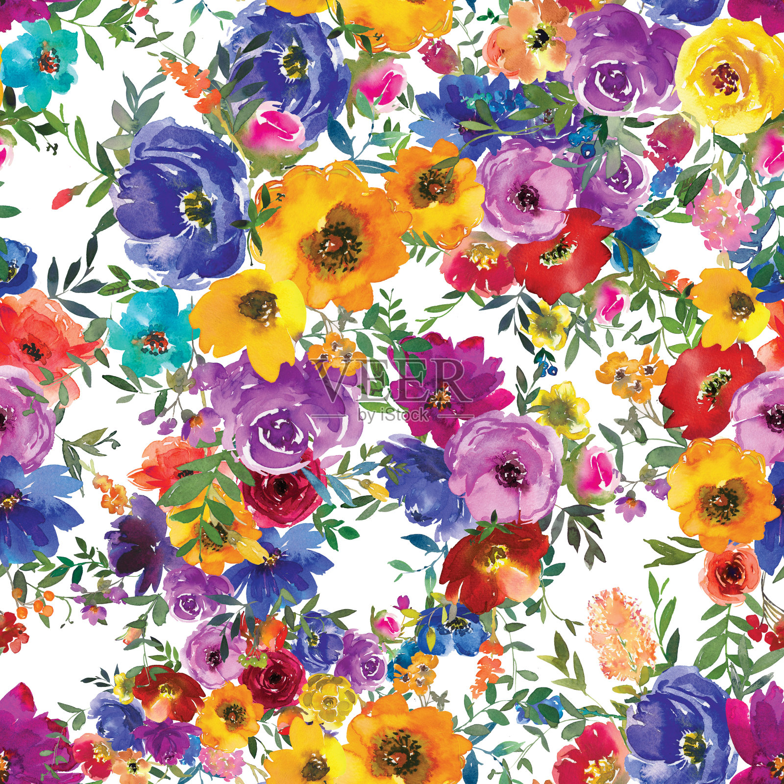 无缝重复图案手绘花花开花插画图片素材