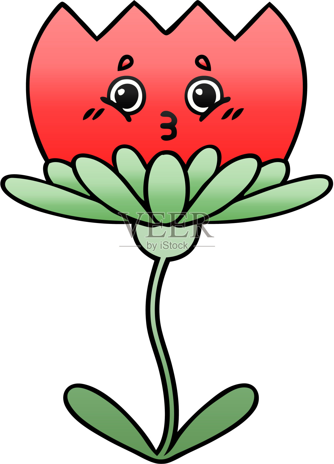 渐变阴影卡通的一朵花插画图片素材