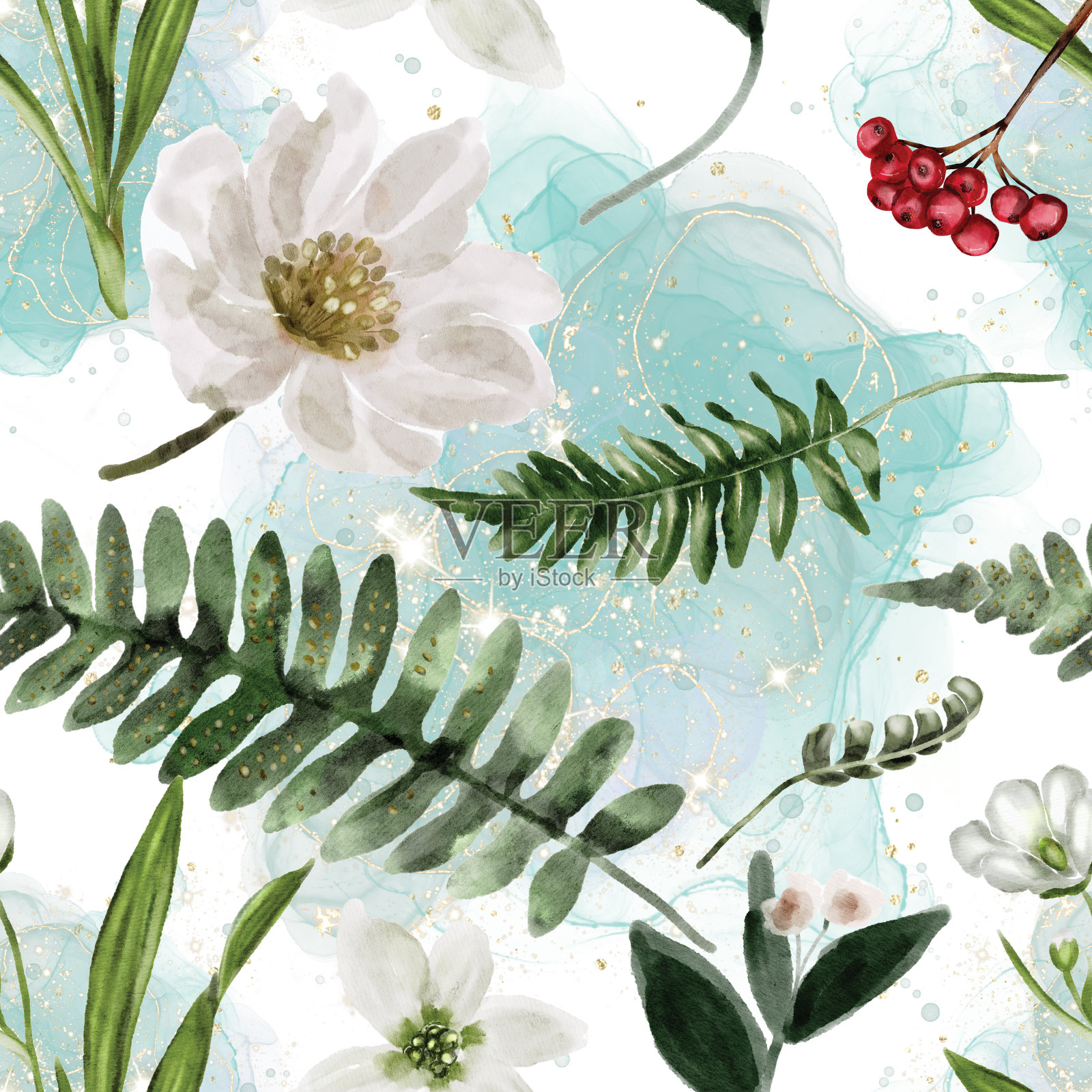 无缝重复图案手绘花花开花插画图片素材