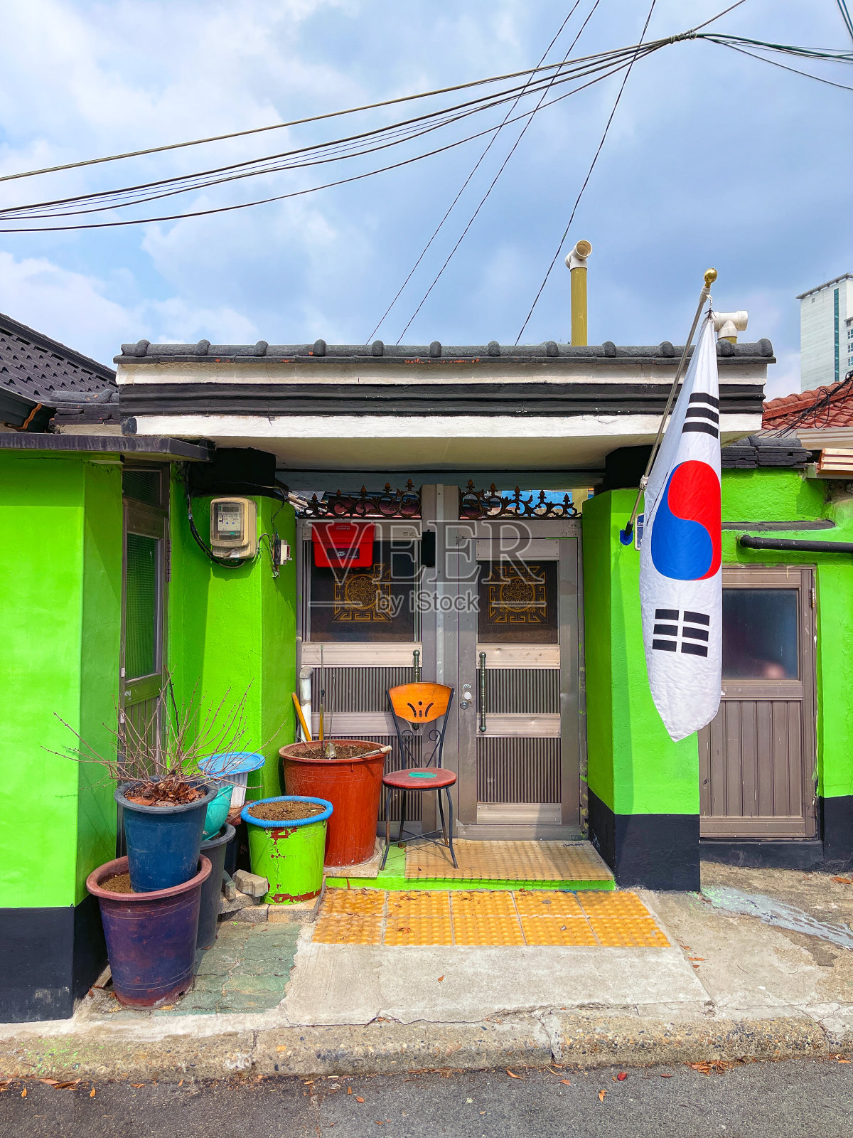 韩国的老房子后巷照片摄影图片