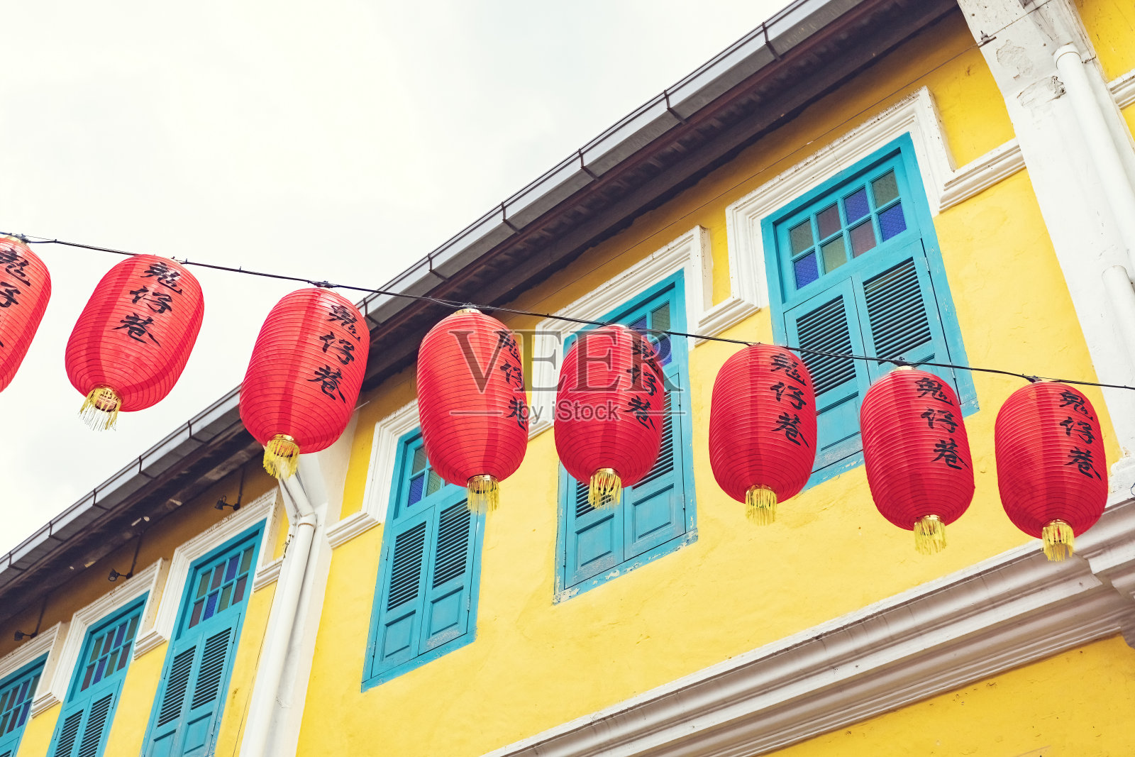 马来西亚吉隆坡唐人街的葵柴康艺术街，有中国灯笼照片摄影图片