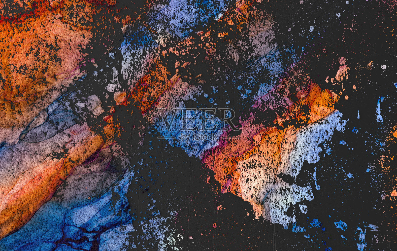 体积抽象垃圾背景。脏裂三维渲染彩色表面照片摄影图片