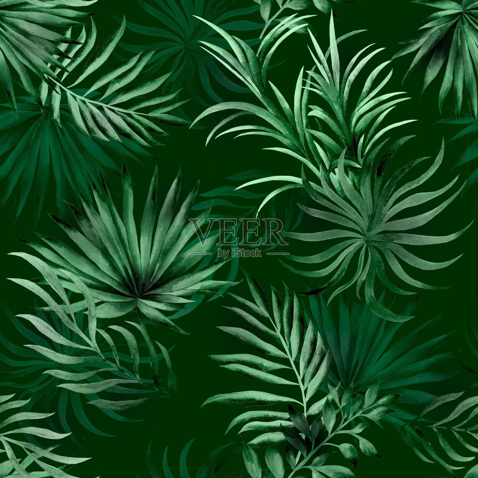 水彩叶子图案插画图片素材