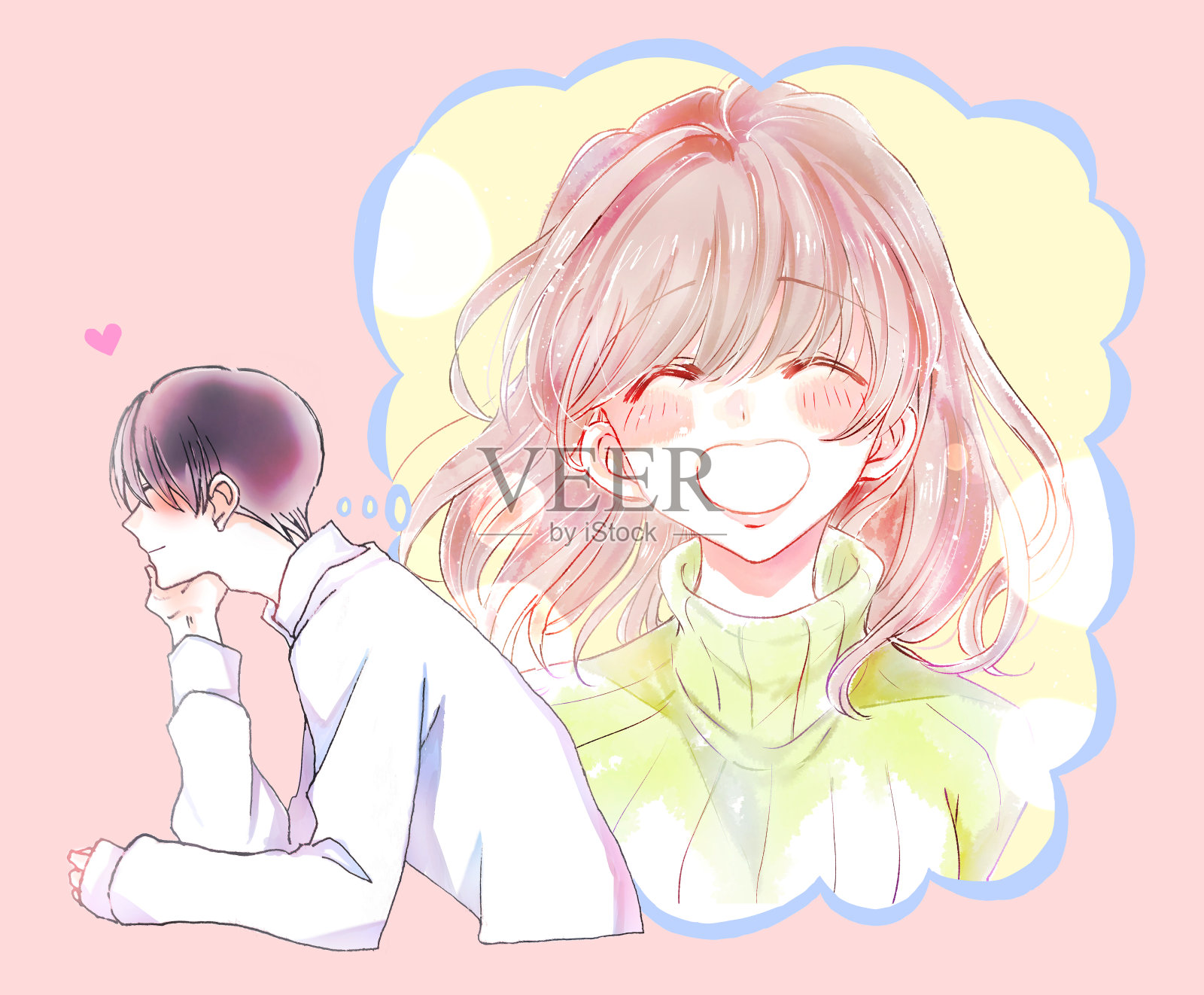 一个人思考的例子插画图片素材