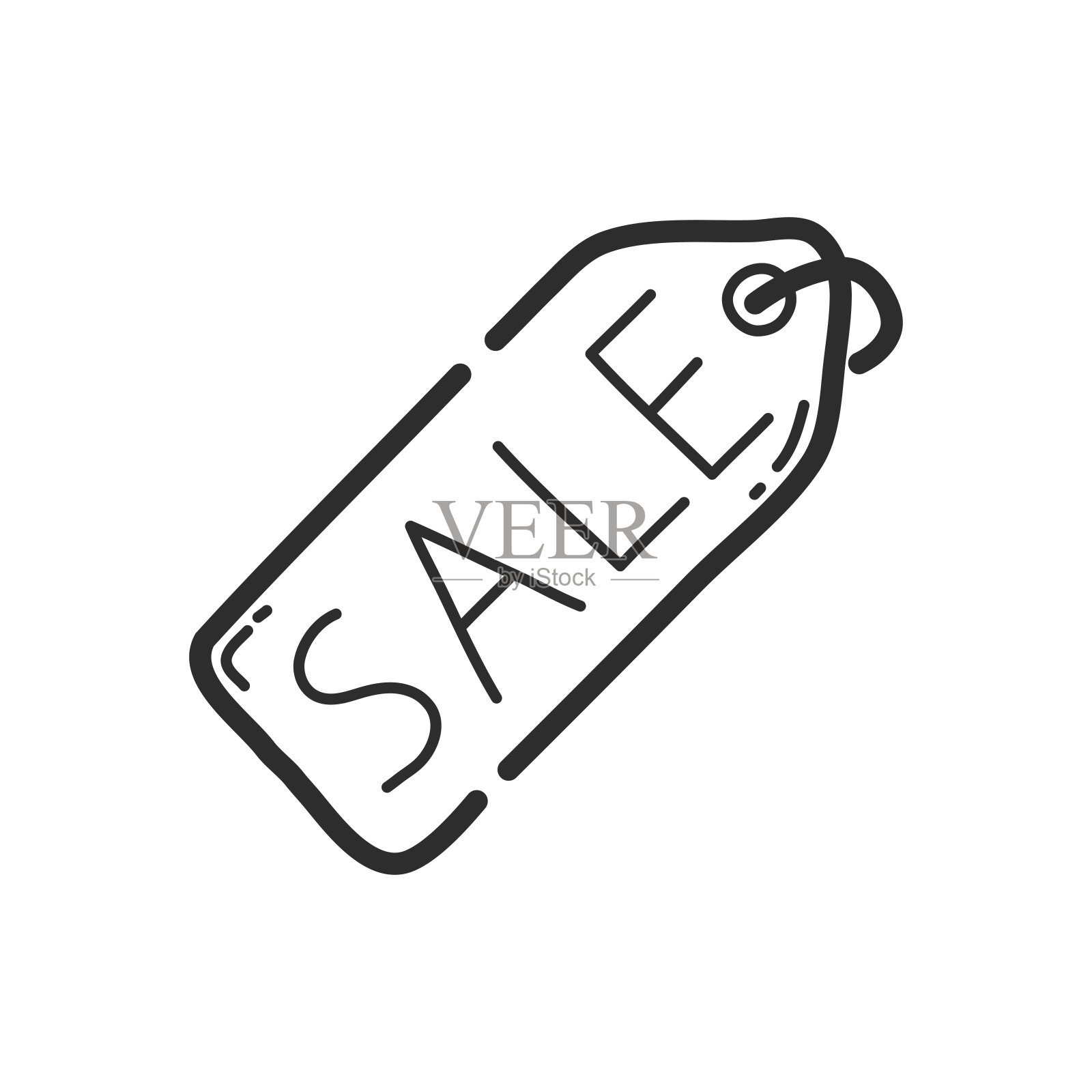 折扣标签图标。手绘设计风格。向量。插画图片素材