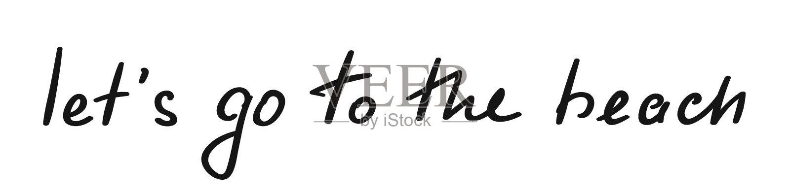 我们去海滩吧。夏天刻字。插画图片素材