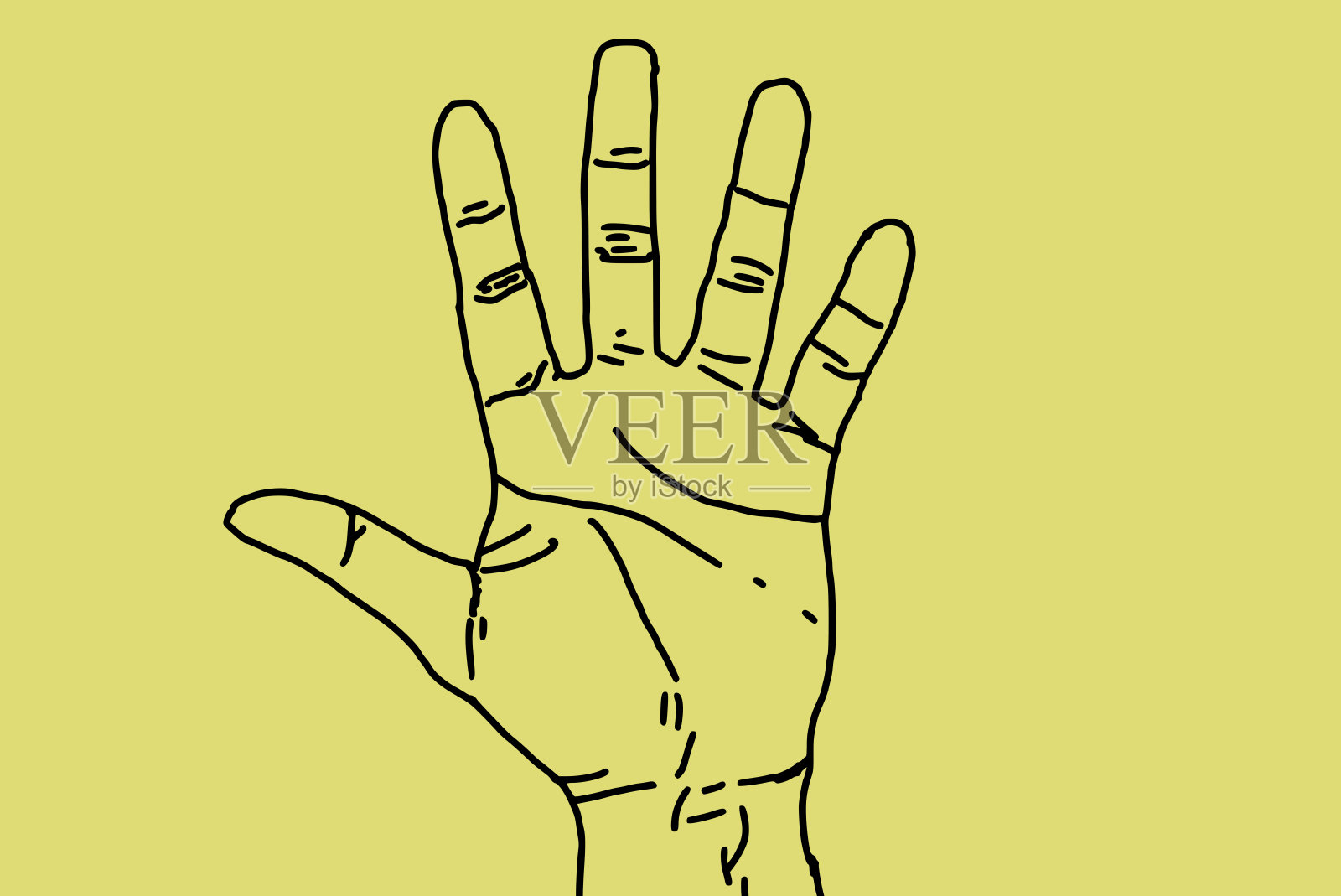 手插画举起，手指展开设计元素图片