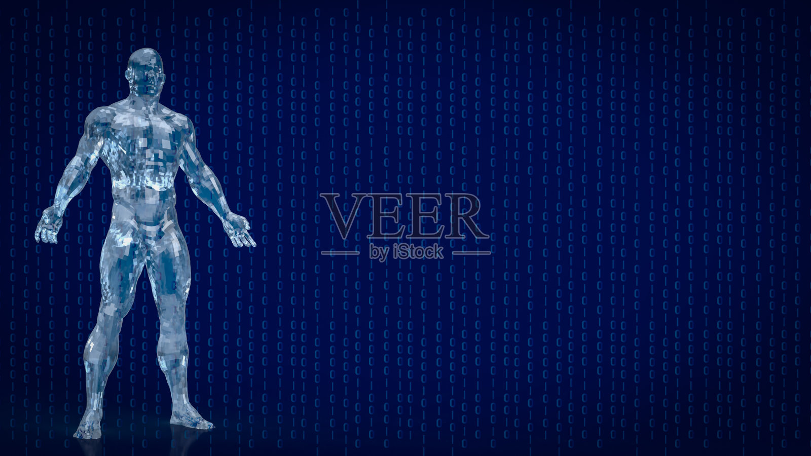 科技概念三维渲染的人类和数字背景照片摄影图片