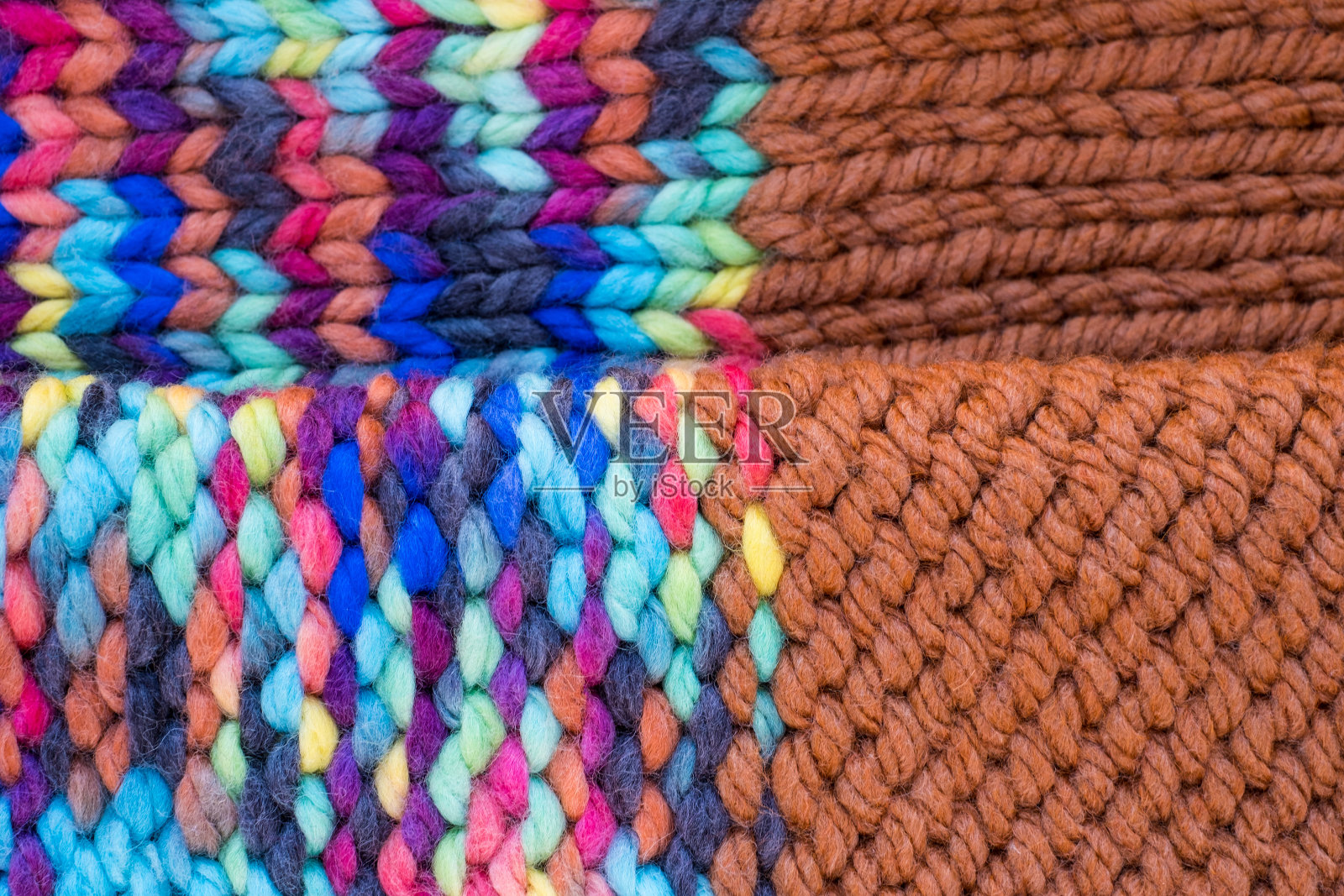 纺织品，围巾或毛衣的表面，背面或错误的一面。保暖配件、服装照片摄影图片