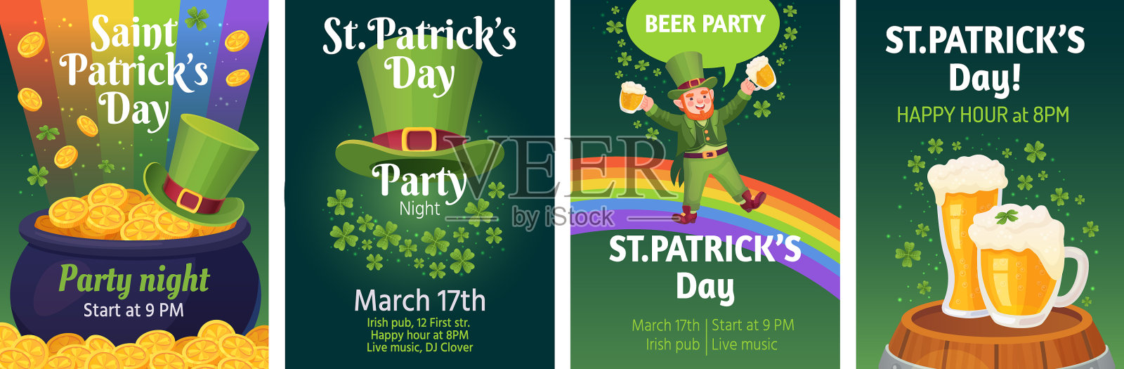 小精灵派对邀请圣帕特里克设计模板素材