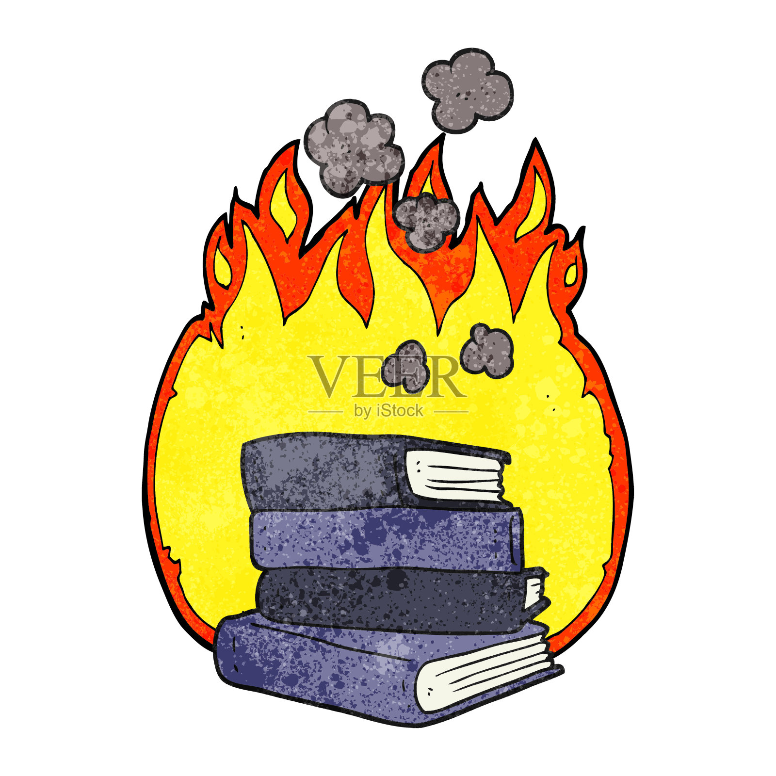 徒手纹理卡通堆书燃烧设计元素图片