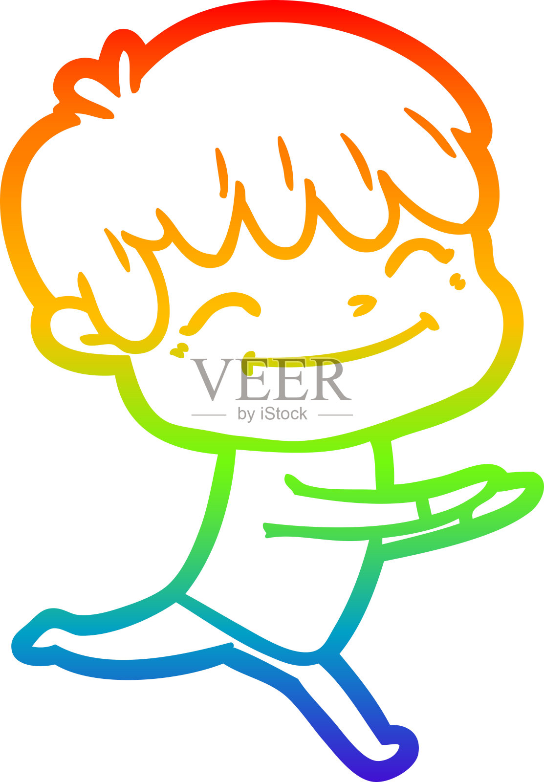 彩虹渐变线条画一个卡通快乐男孩设计元素图片