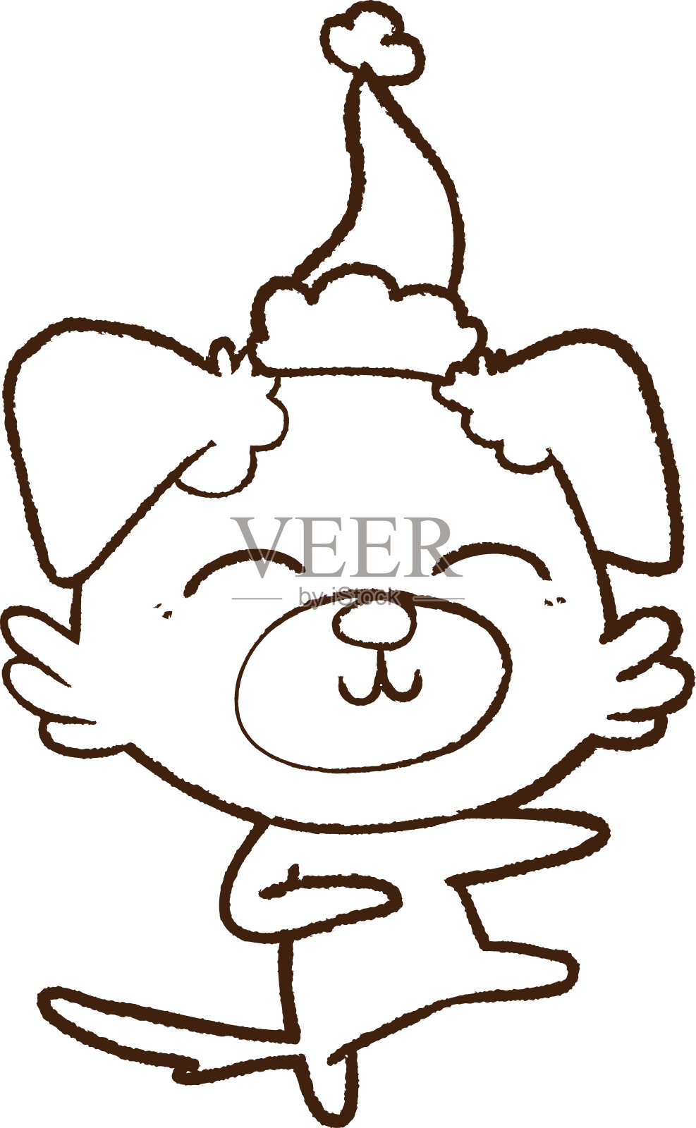 圣诞狗炭笔画设计元素图片