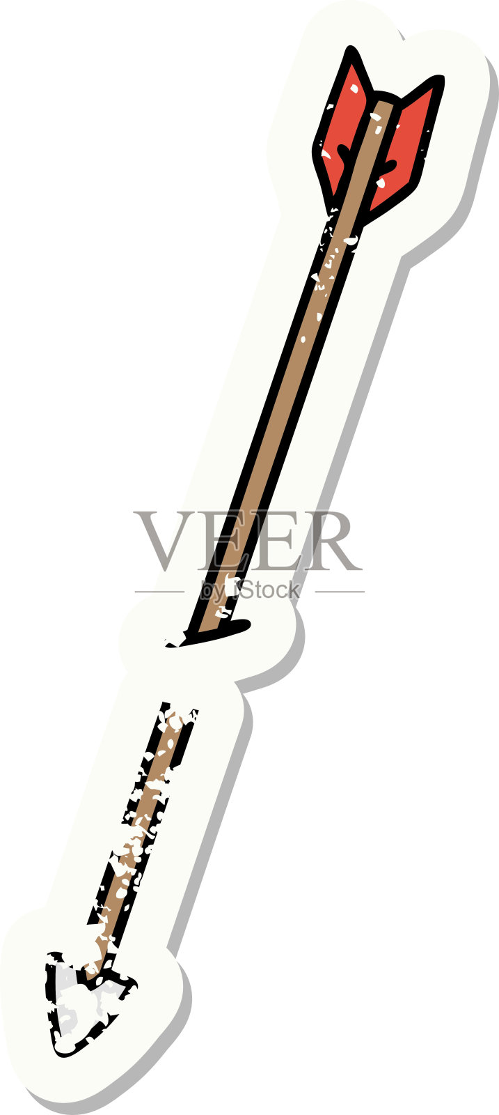 苦恼贴纸纹身的传统风格的一个箭头插画图片素材