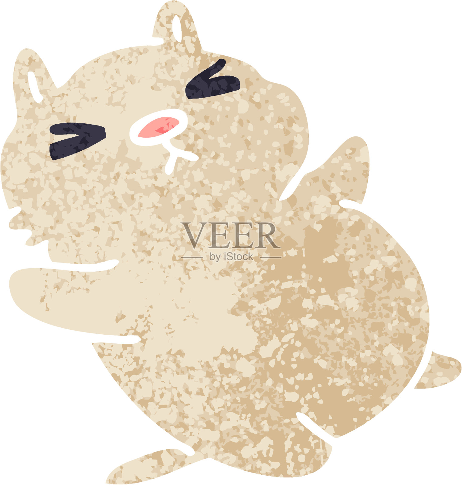 复古插画风格的古怪卡通猫插画图片素材