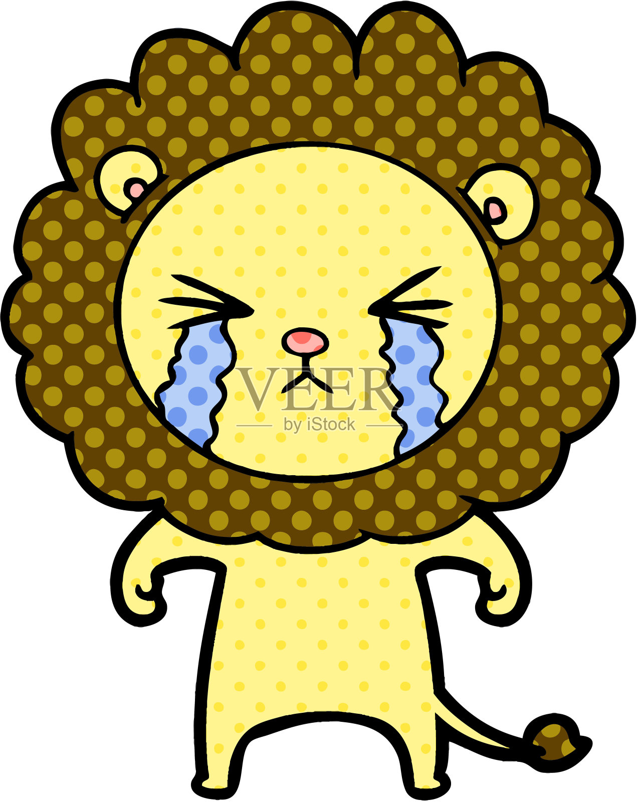 卡通哭泣的狮子设计元素图片