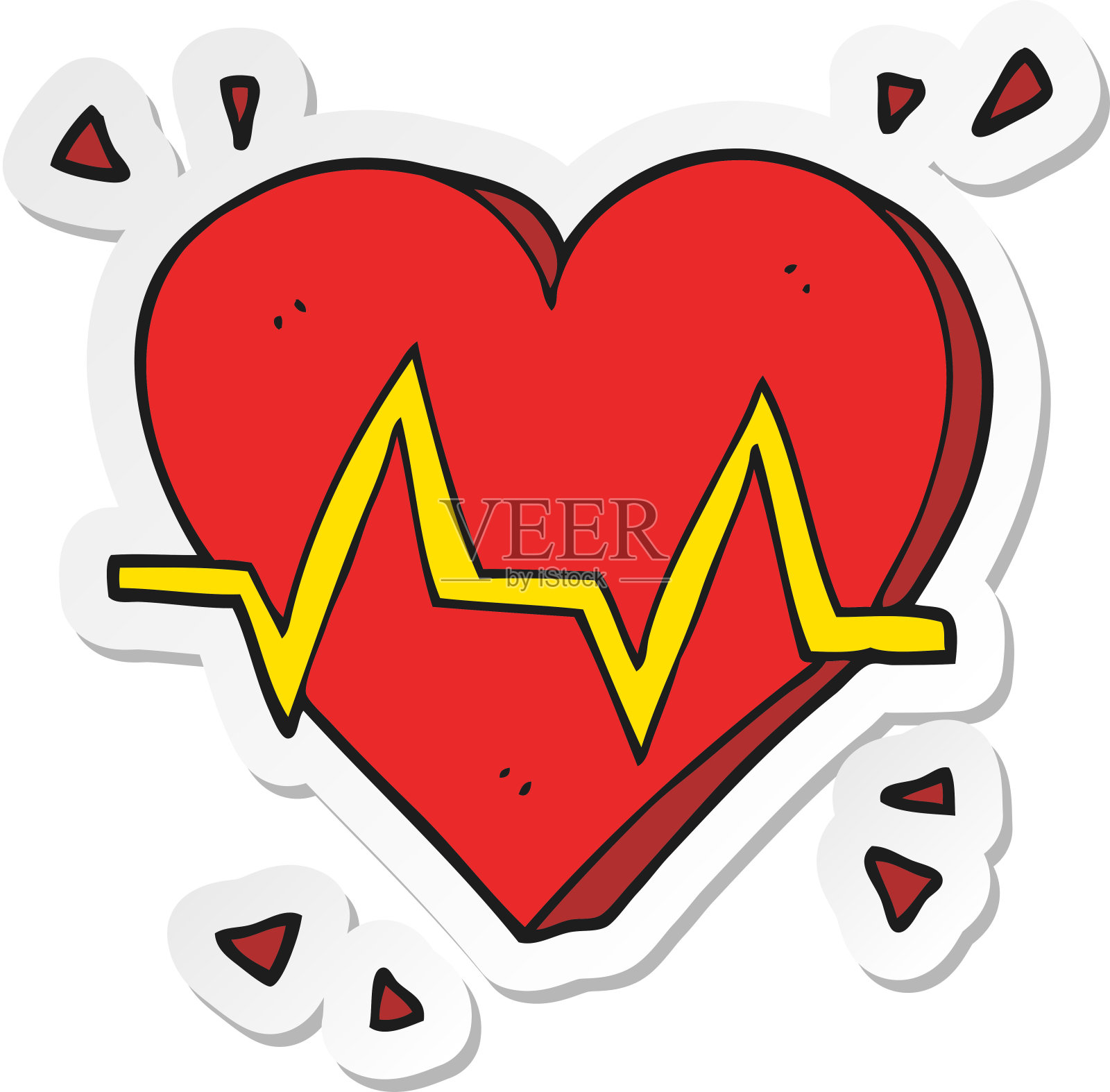 卡通心率贴纸插画图片素材