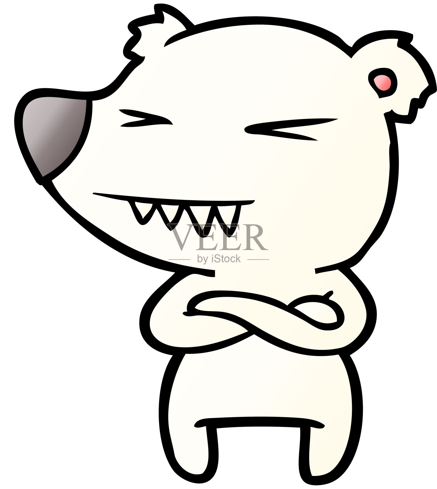 愤怒的北极熊抱臂卡通设计元素图片