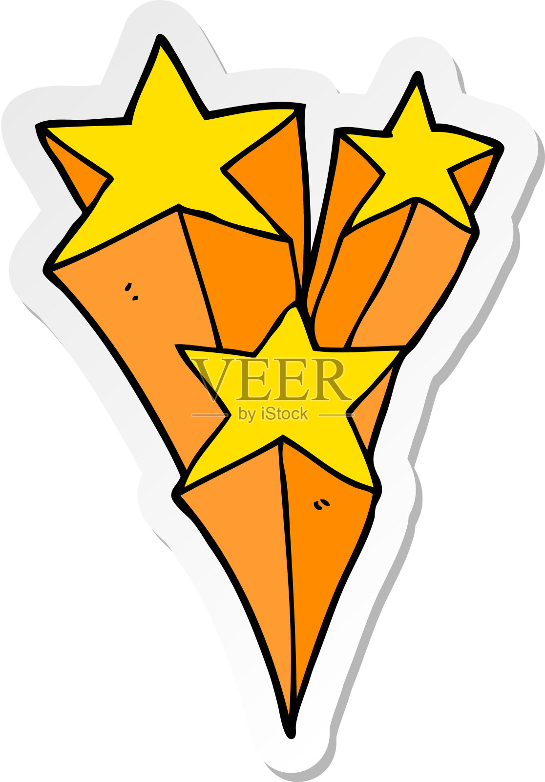 卡通流星贴纸设计元素图片