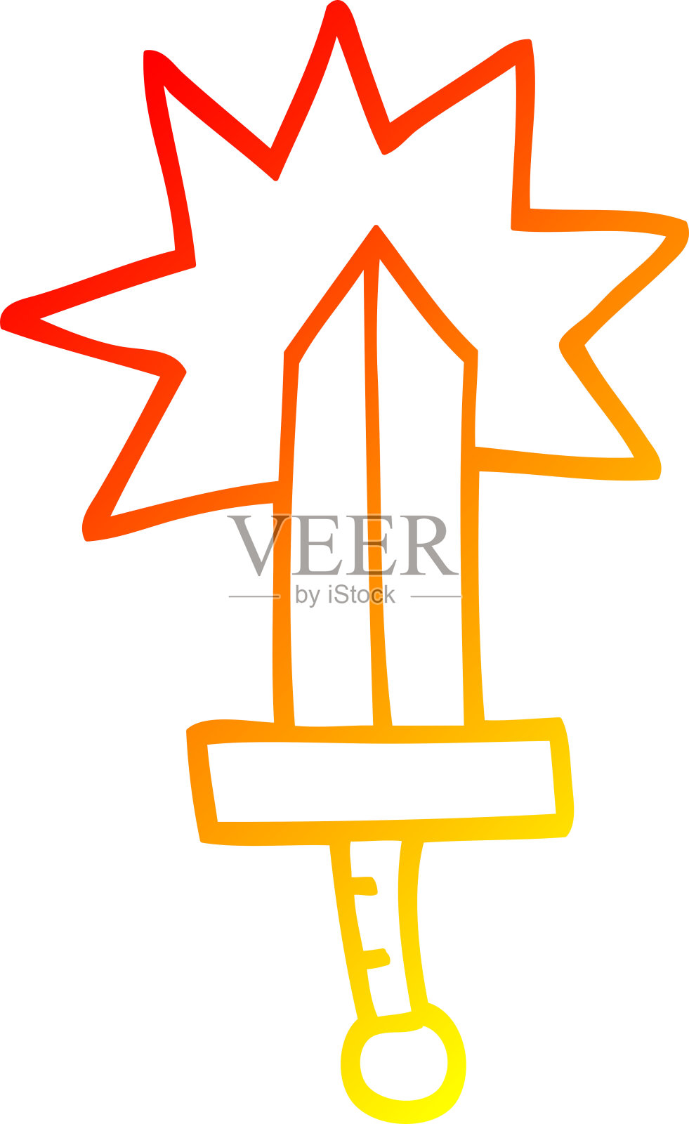 温暖的梯度线绘制的卡通剑插画图片素材